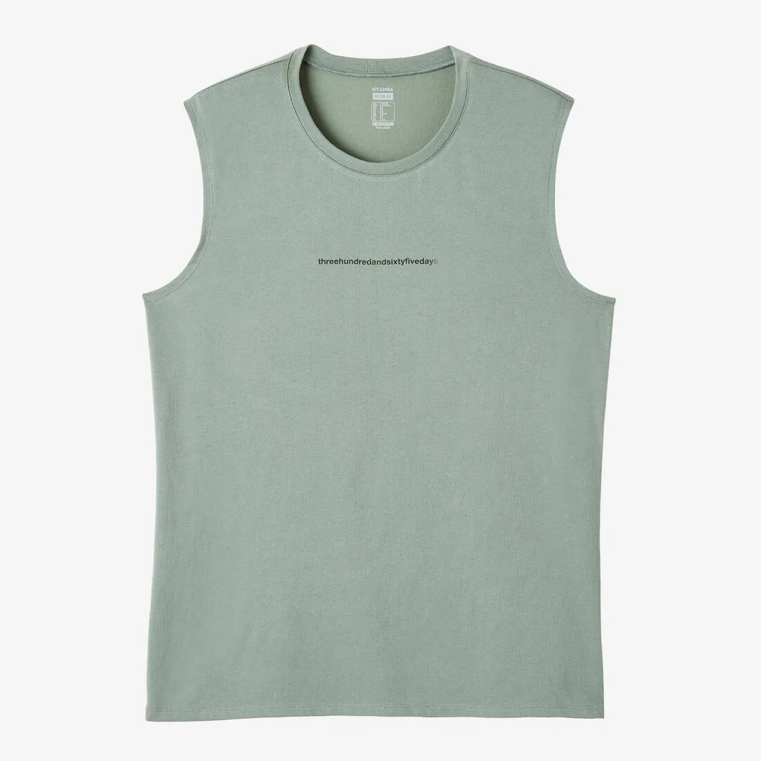 Men's Crew Neck Straight-Cut Cotton Fitness Tank Top 500 - Yellow With Motif