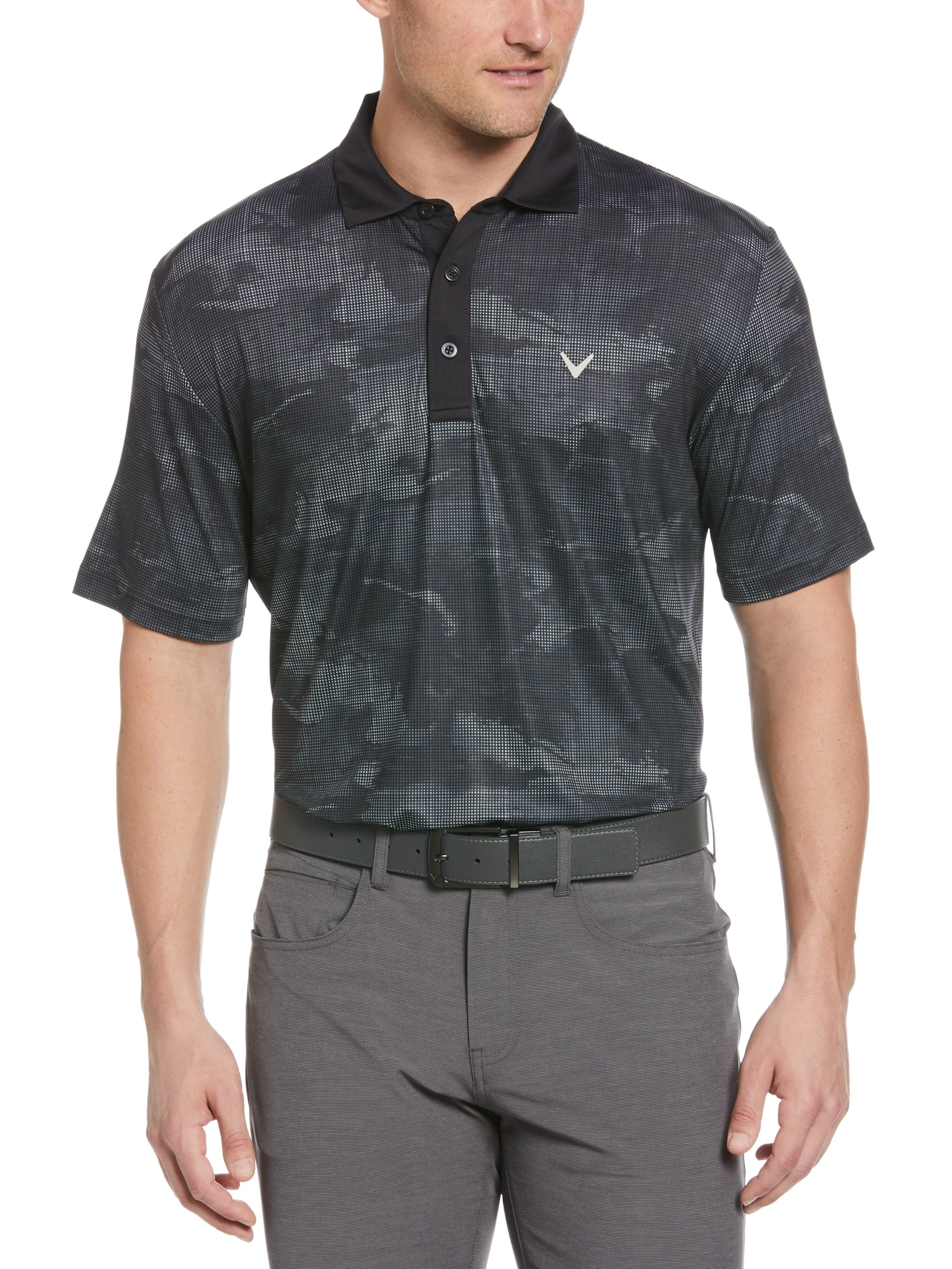 Mens Digital Camo Print Golf Polo