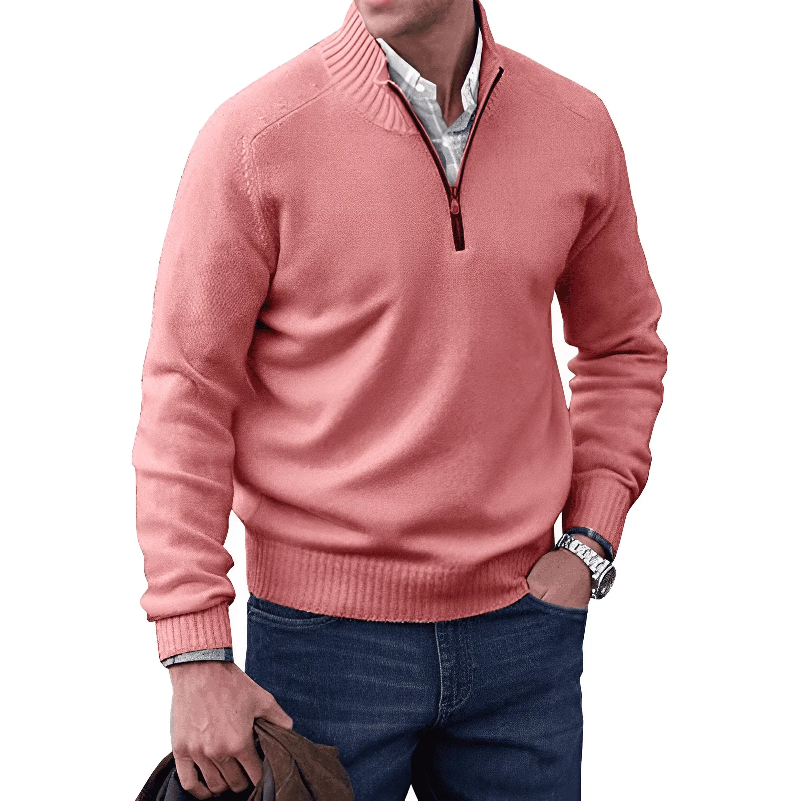 Men’s Elegant Zip-Up Casual Sweater