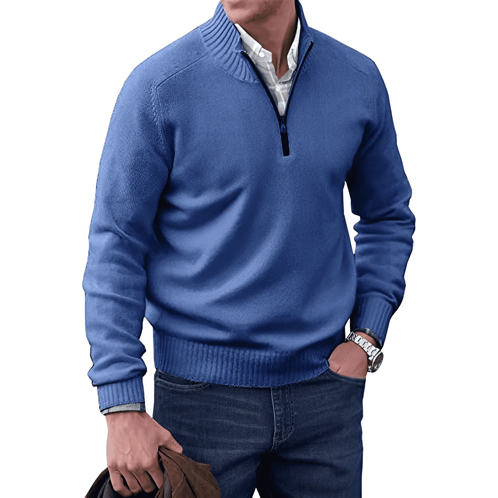 Men’s Elegant Zip-Up Casual Sweater