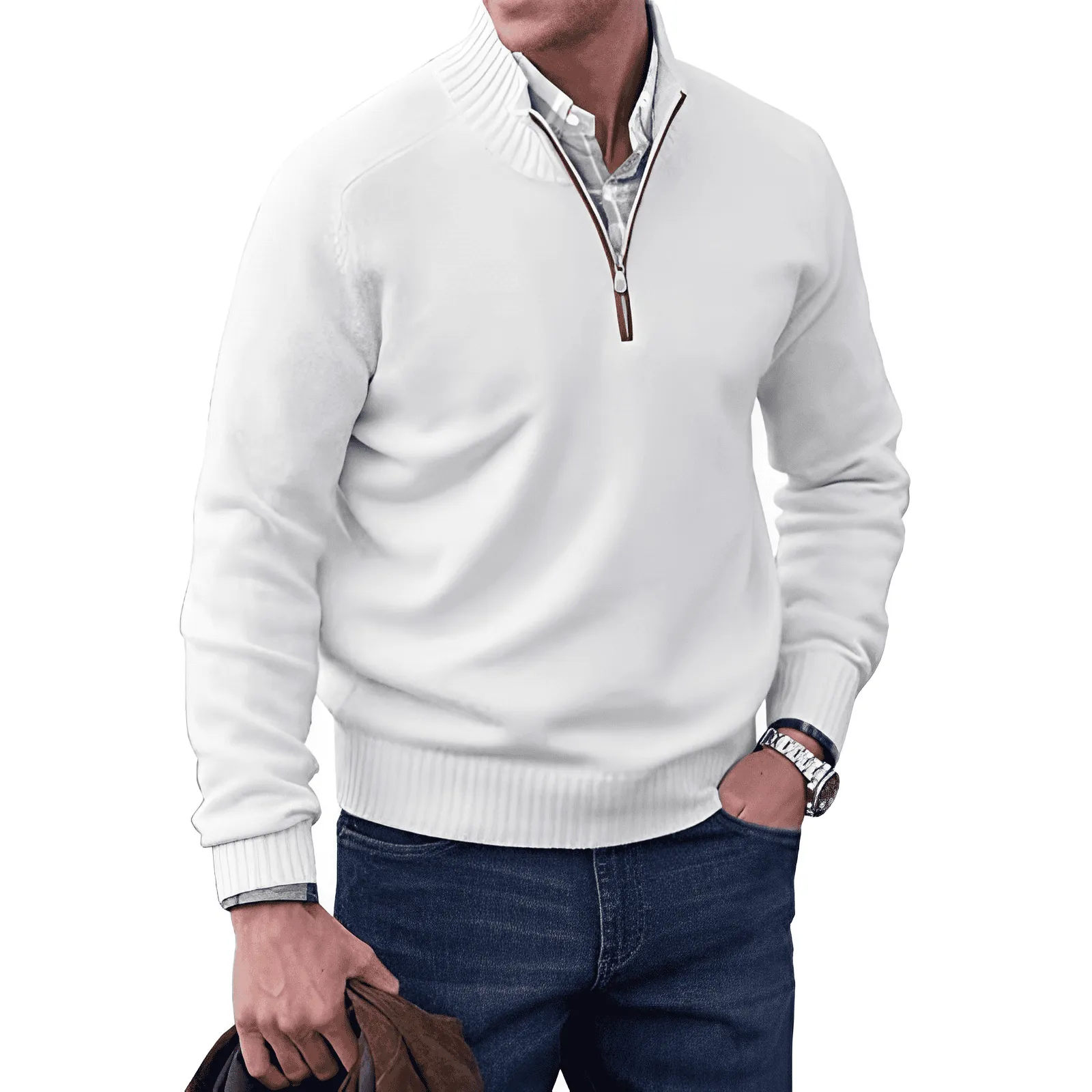 Men’s Elegant Zip-Up Casual Sweater