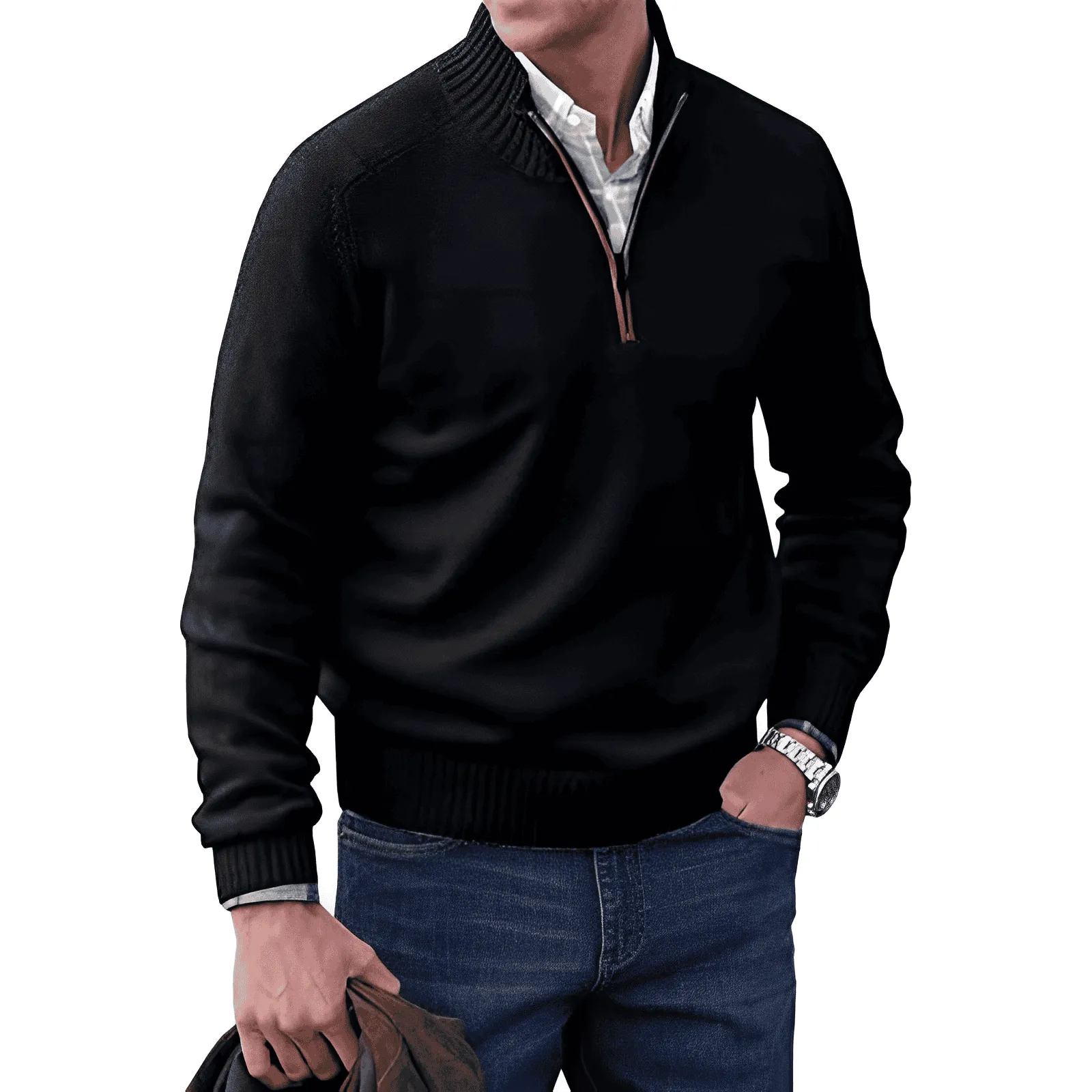 Men’s Elegant Zip-Up Casual Sweater