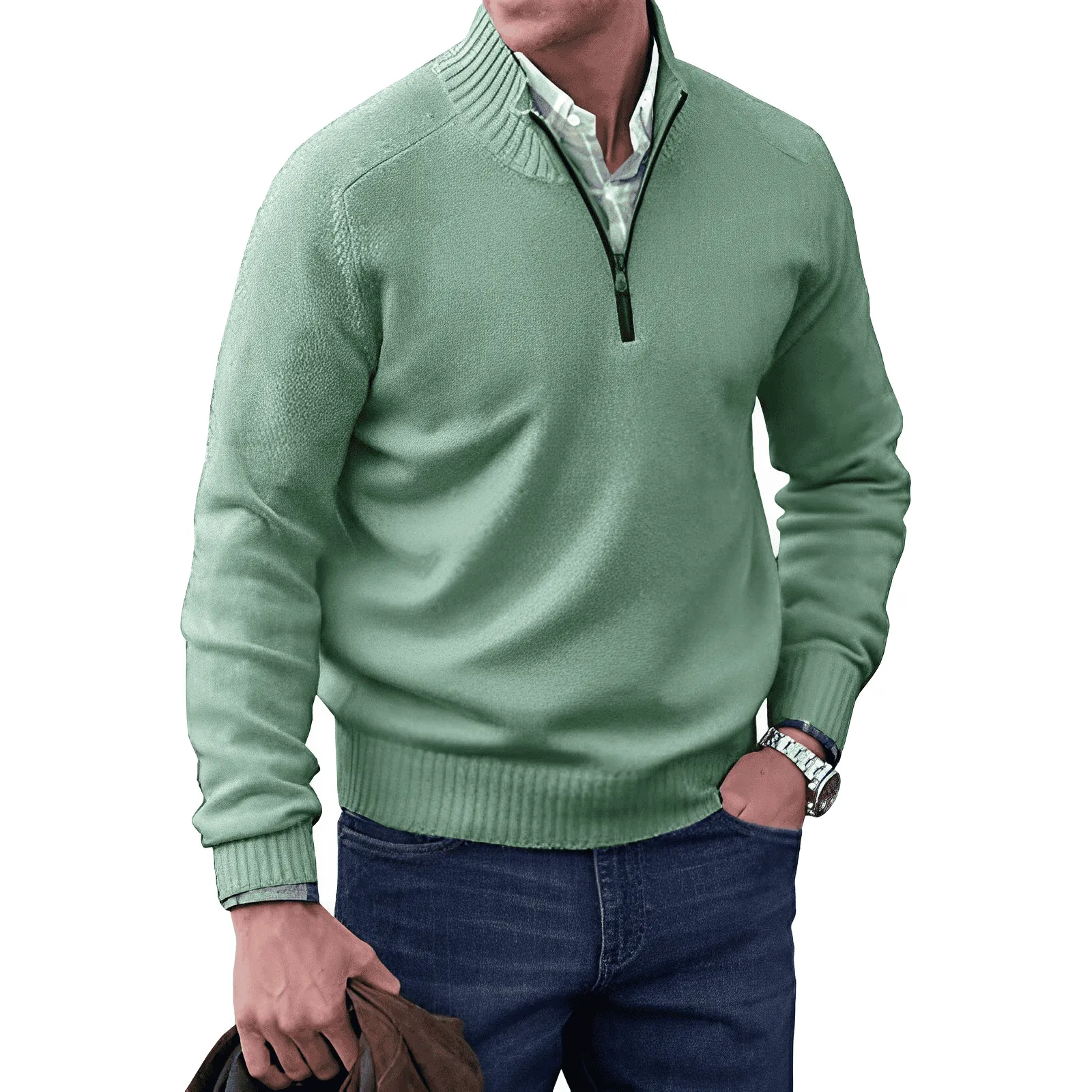 Men’s Elegant Zip-Up Casual Sweater