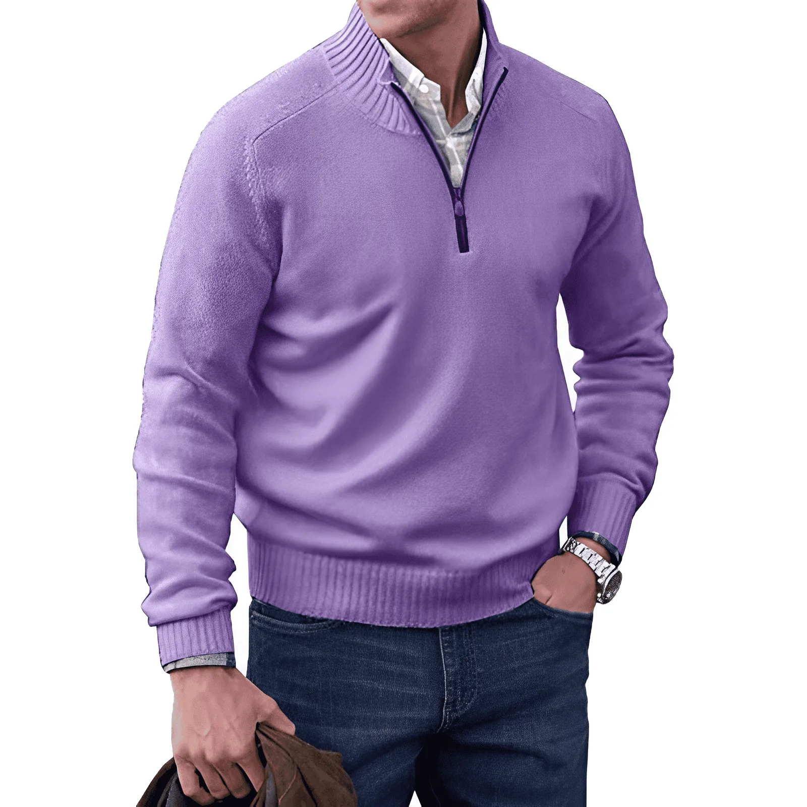 Men’s Elegant Zip-Up Casual Sweater