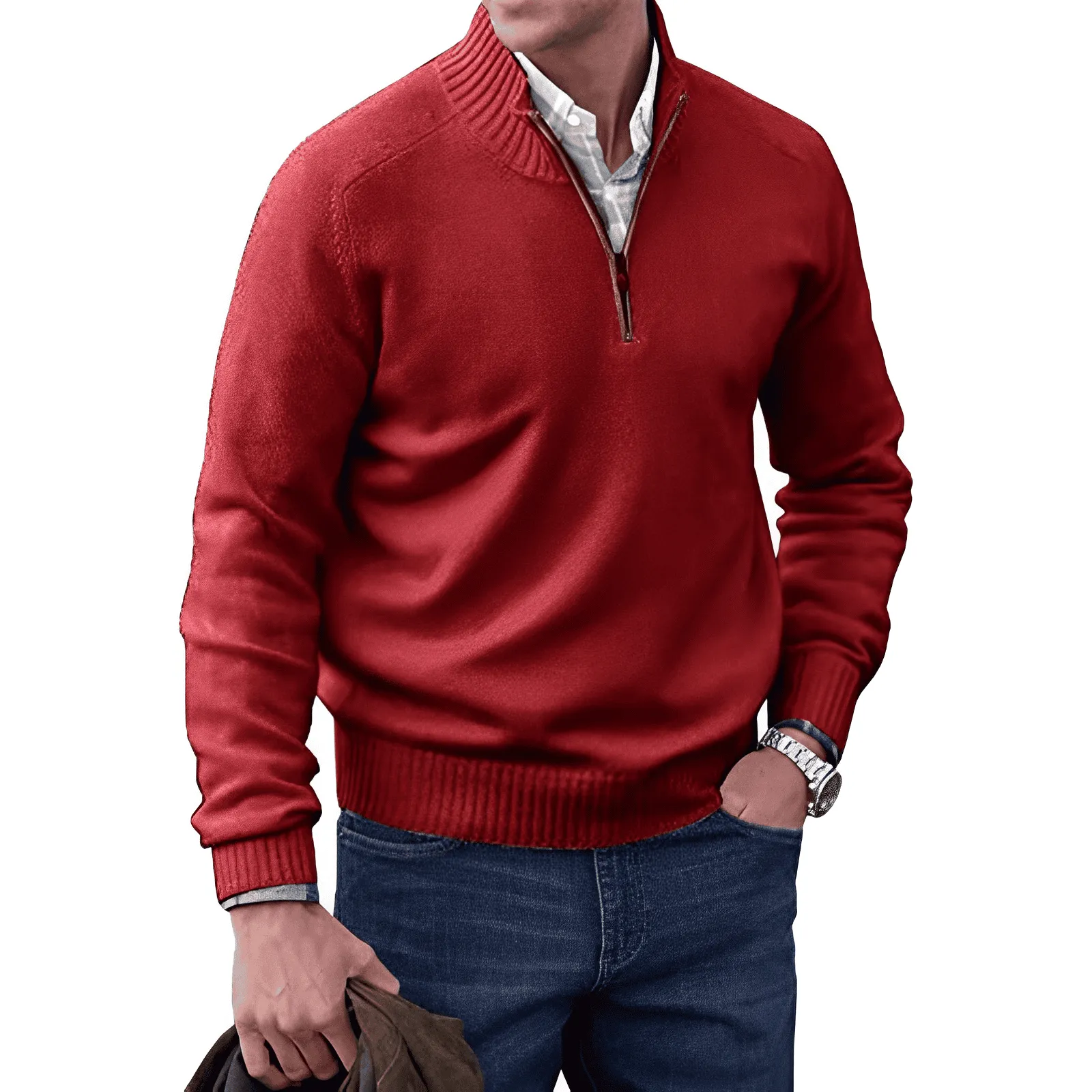 Men’s Elegant Zip-Up Casual Sweater