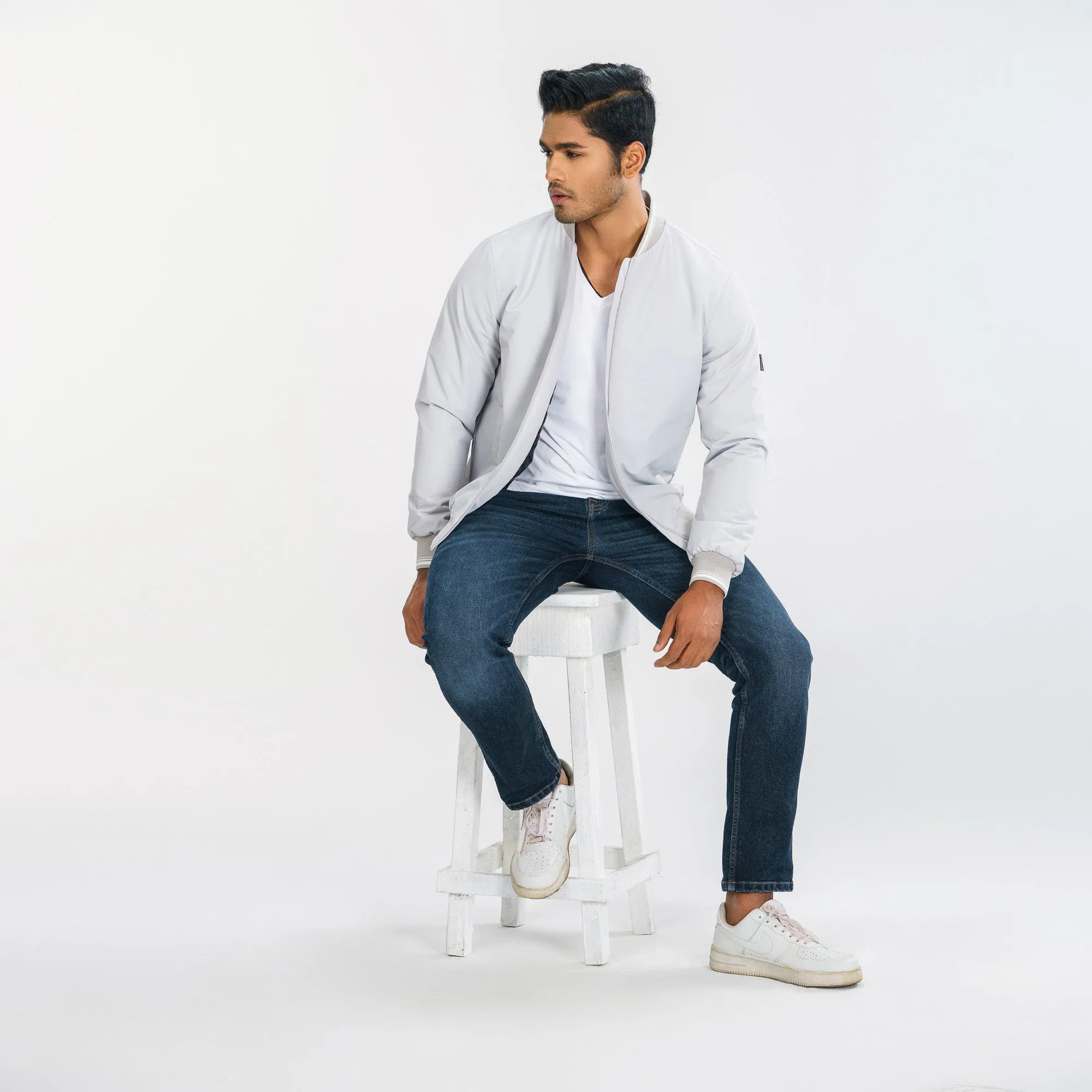 Mens Gray Bomber Jacket