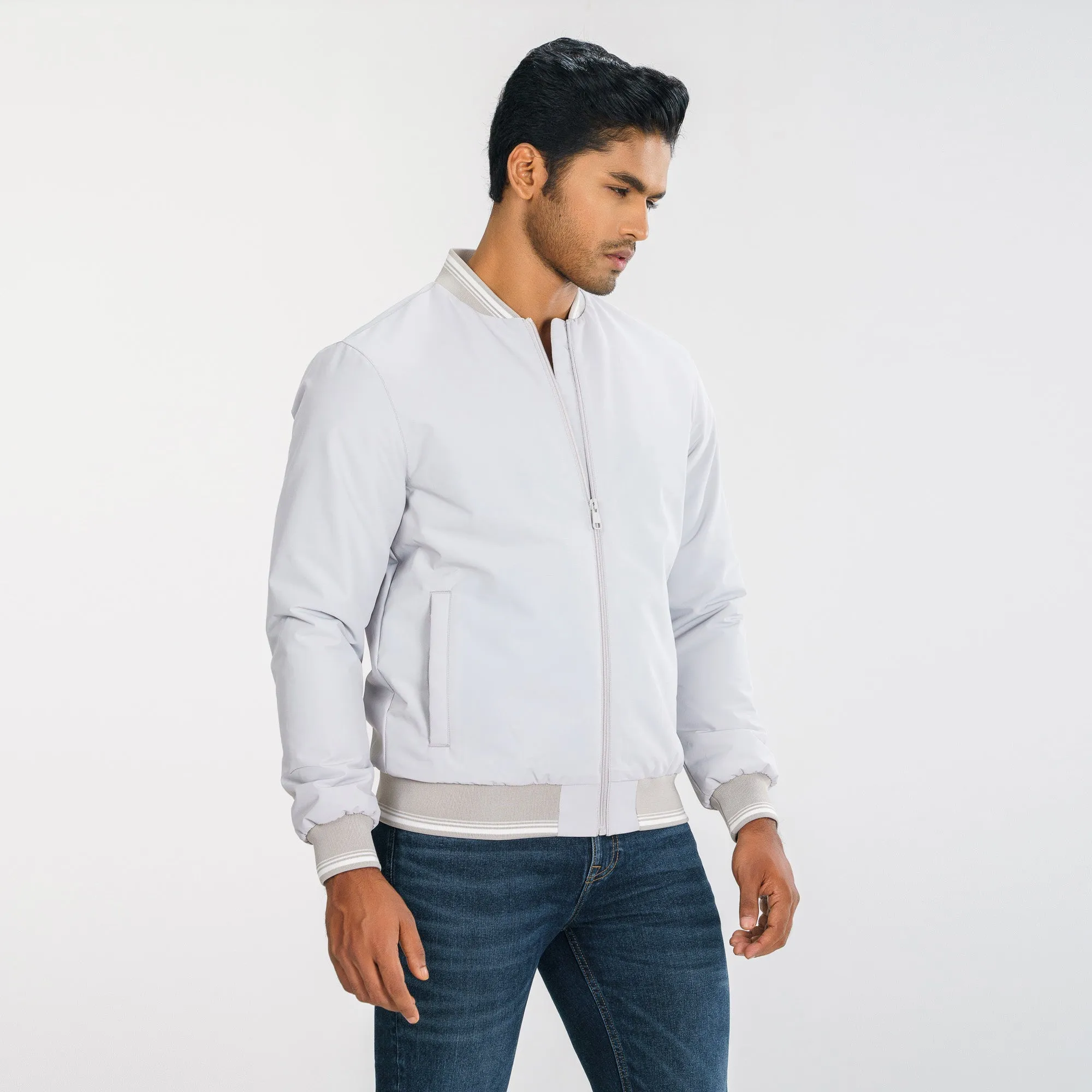 Mens Gray Bomber Jacket