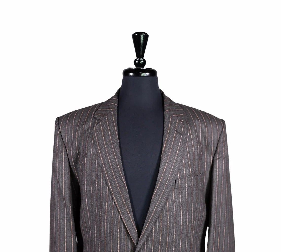 Men's Gray Striped Wool Blazer 44R