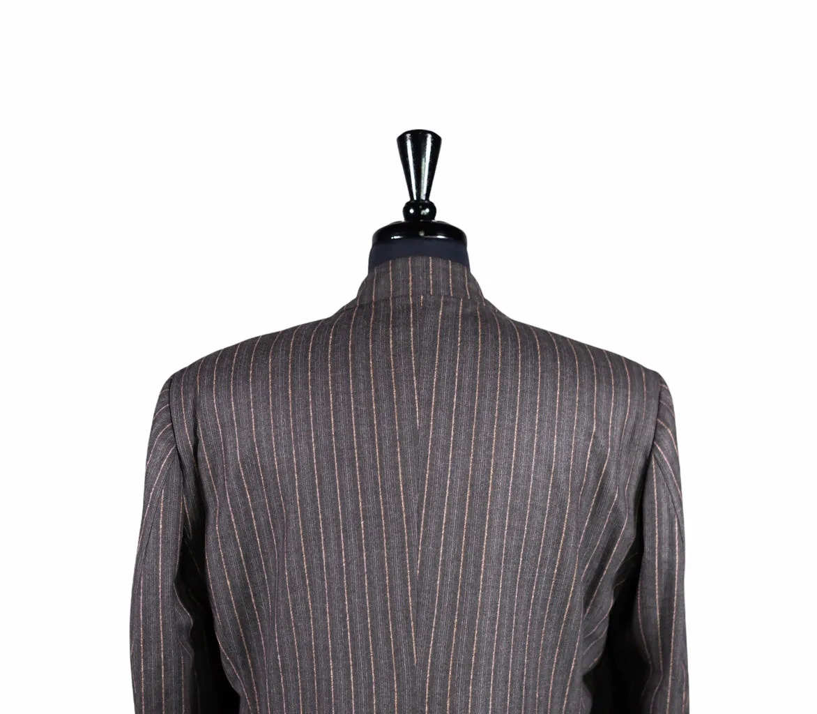 Men's Gray Striped Wool Blazer 44R