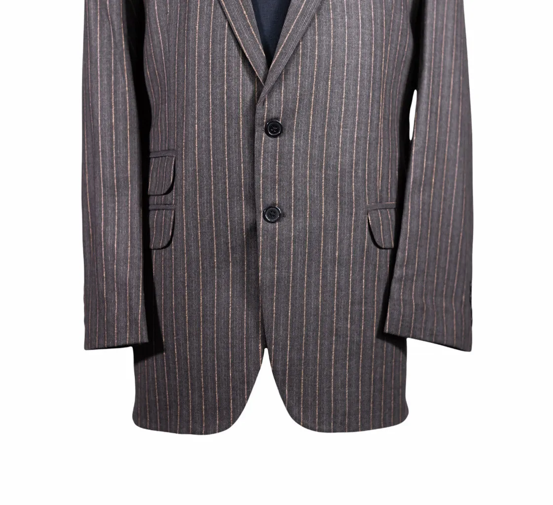 Men's Gray Striped Wool Blazer 44R