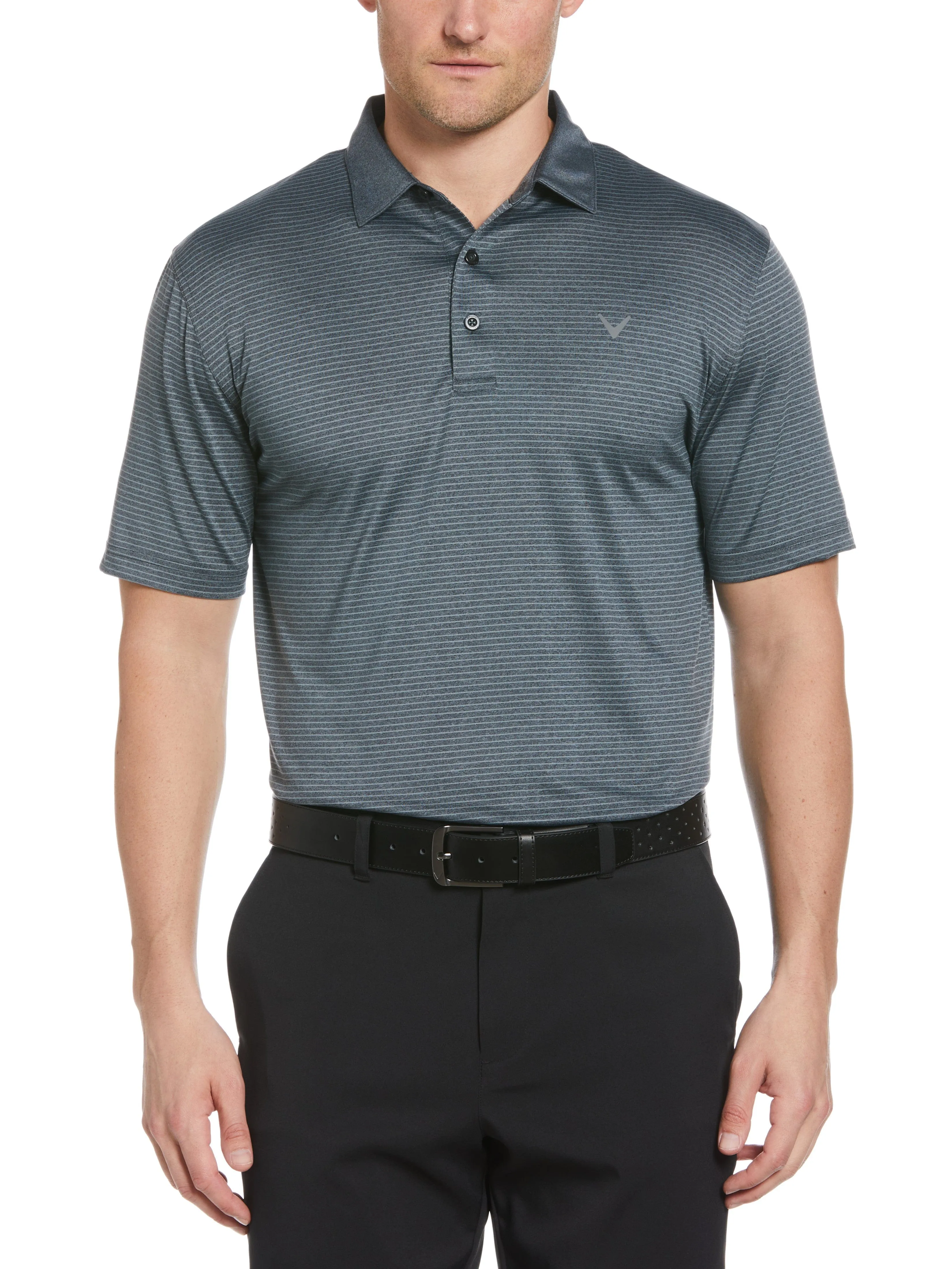 Mens Heather Micro Stripe Golf Polo