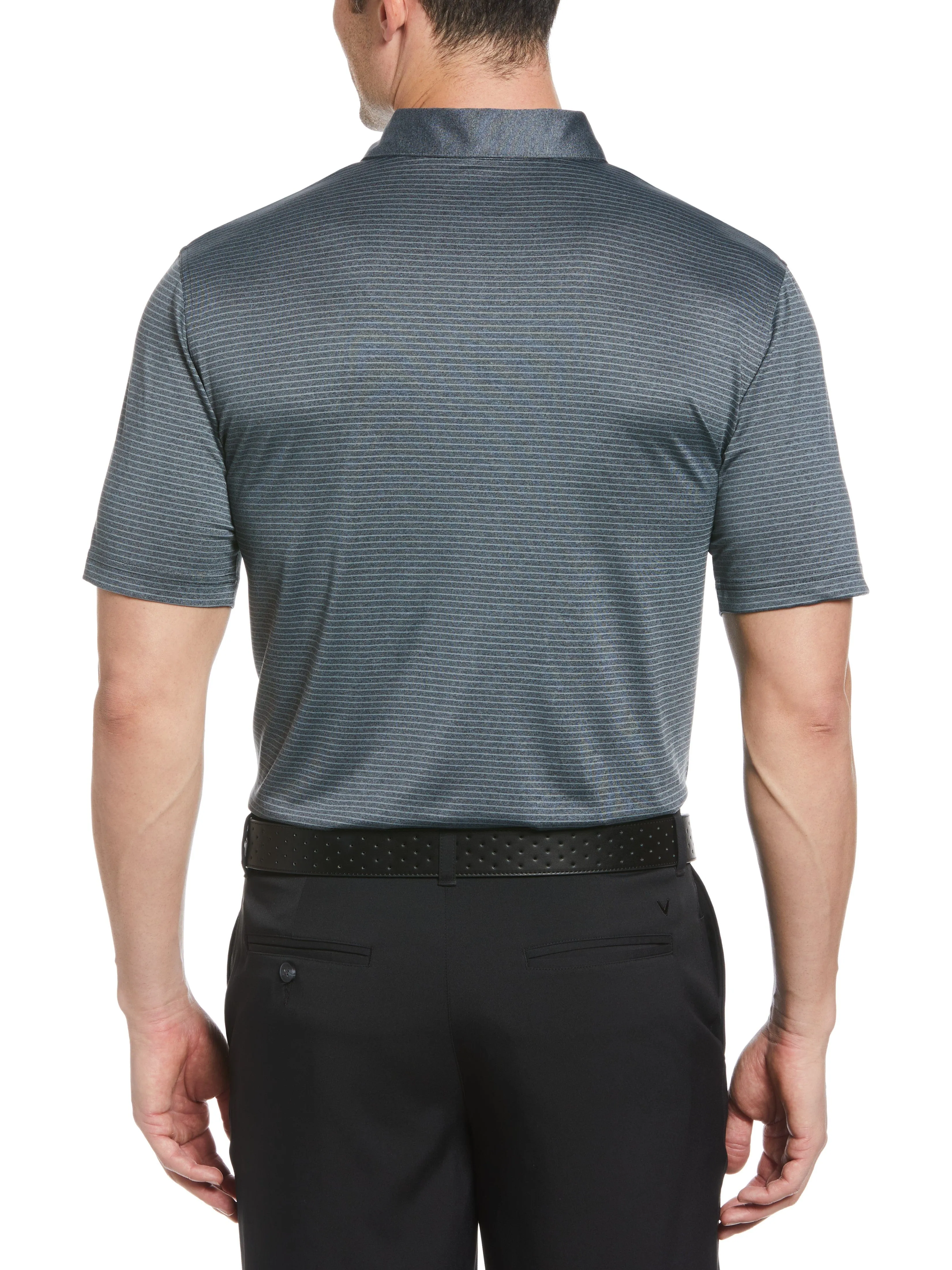 Mens Heather Micro Stripe Golf Polo