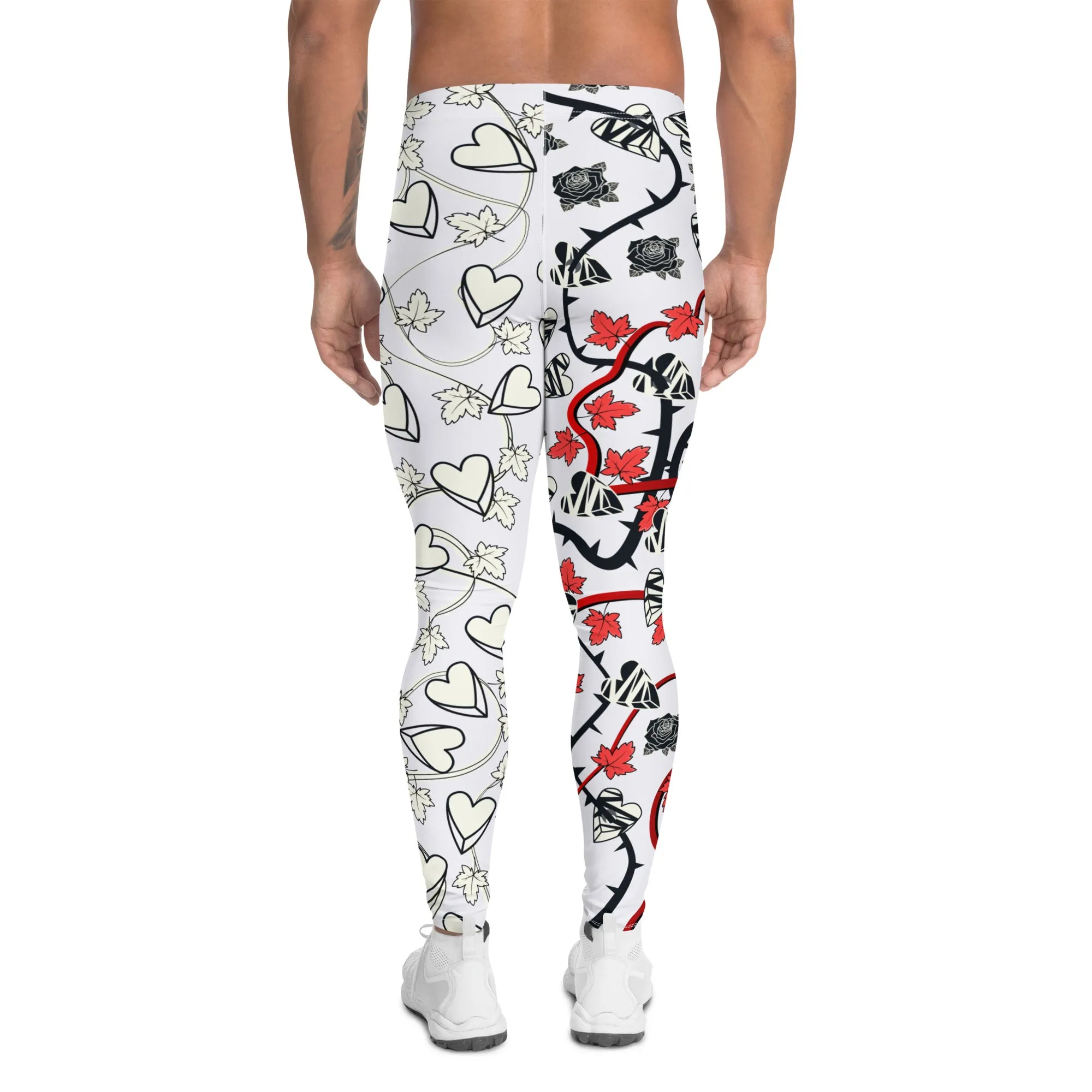 Mens Leggings, Black Roses Broken Hearts