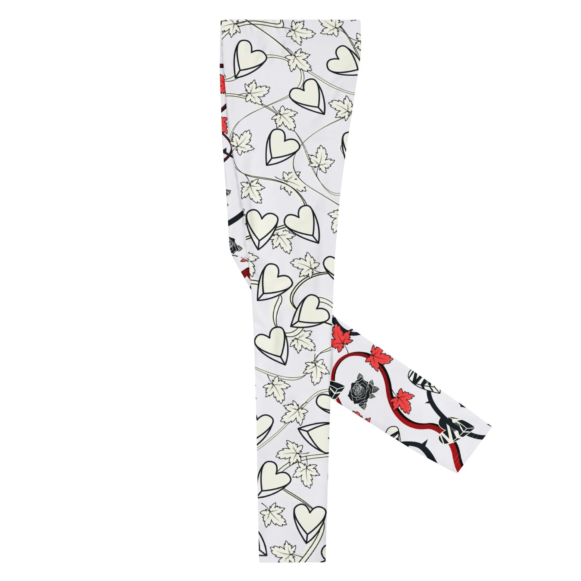 Mens Leggings, Black Roses Broken Hearts