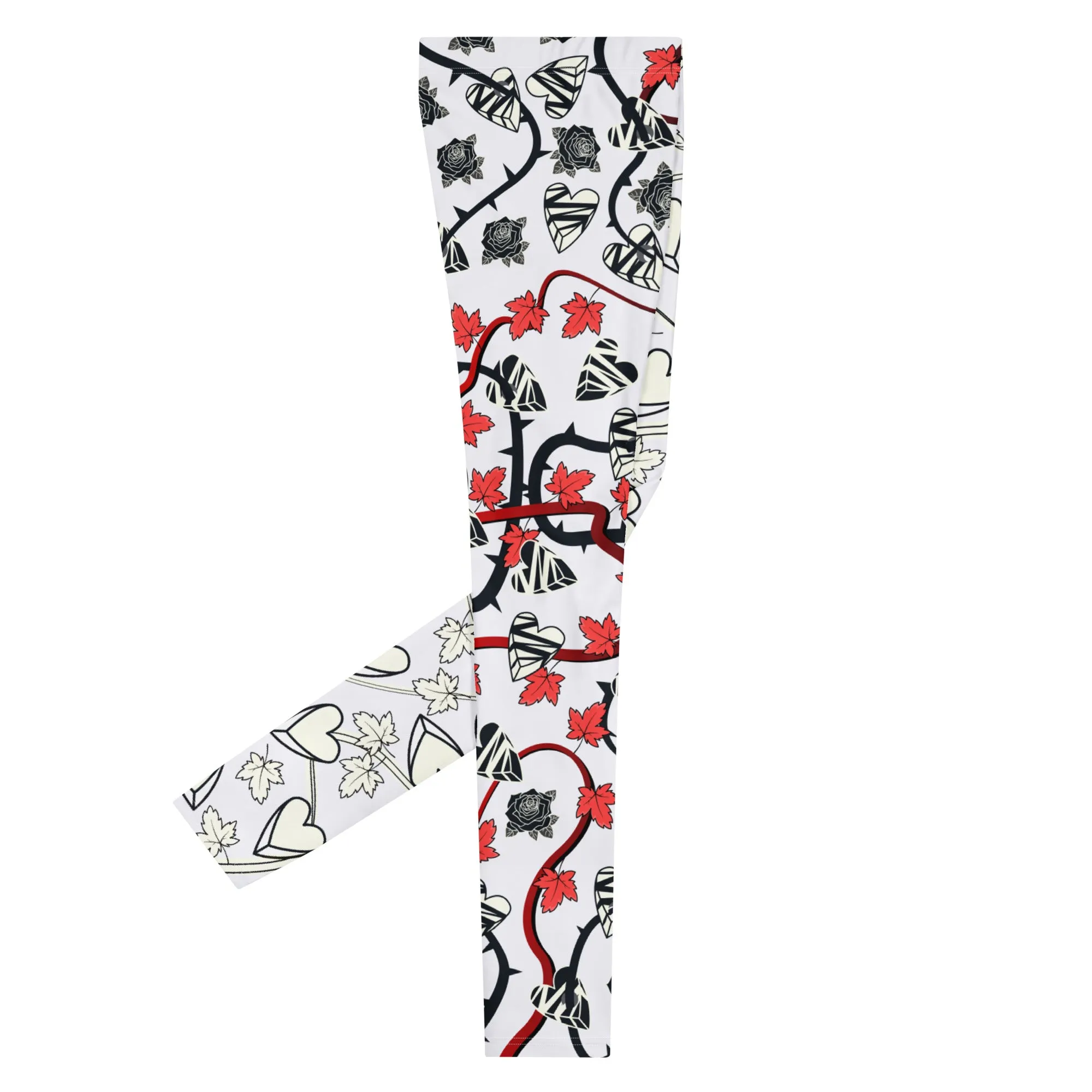 Mens Leggings, Black Roses Broken Hearts