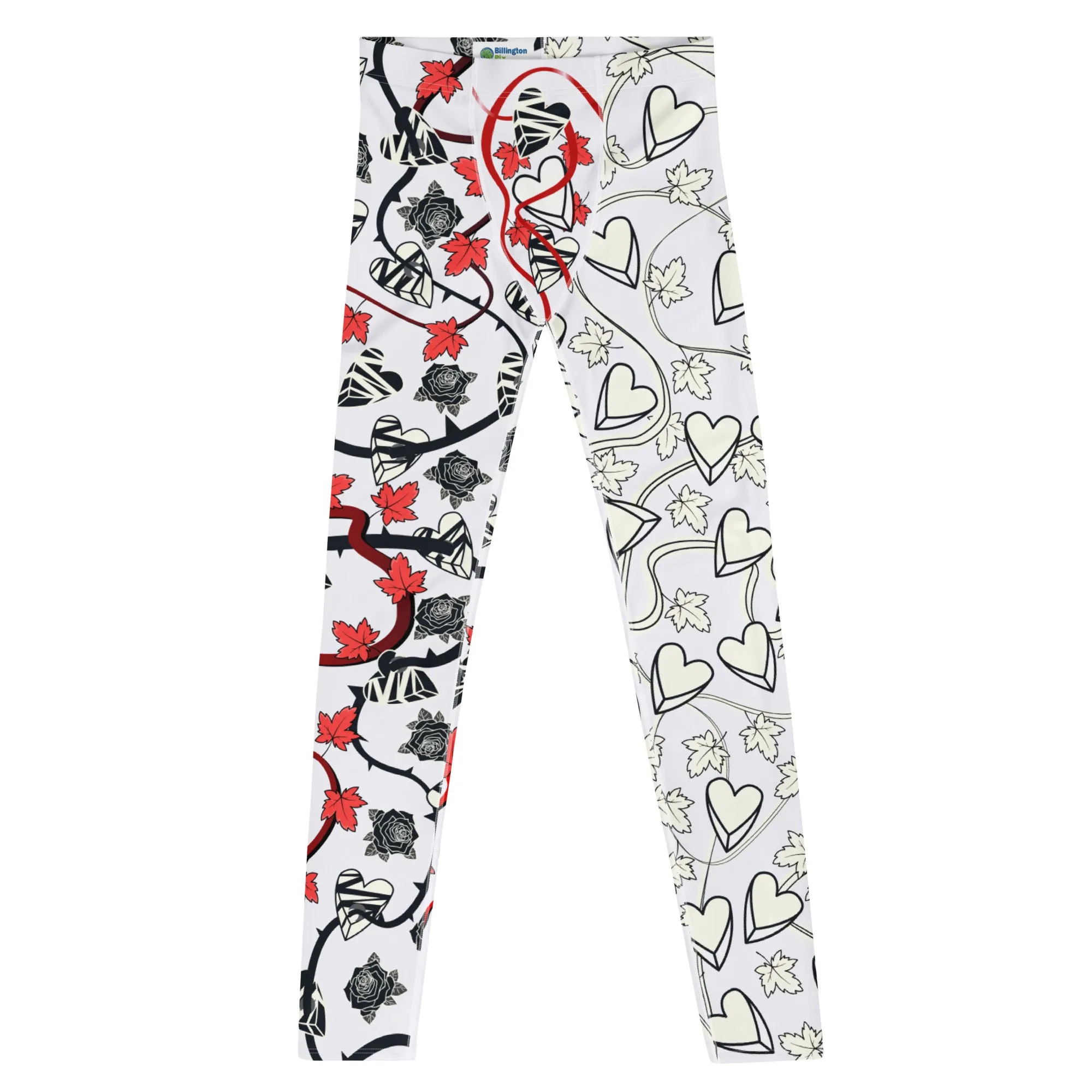 Mens Leggings, Black Roses Broken Hearts