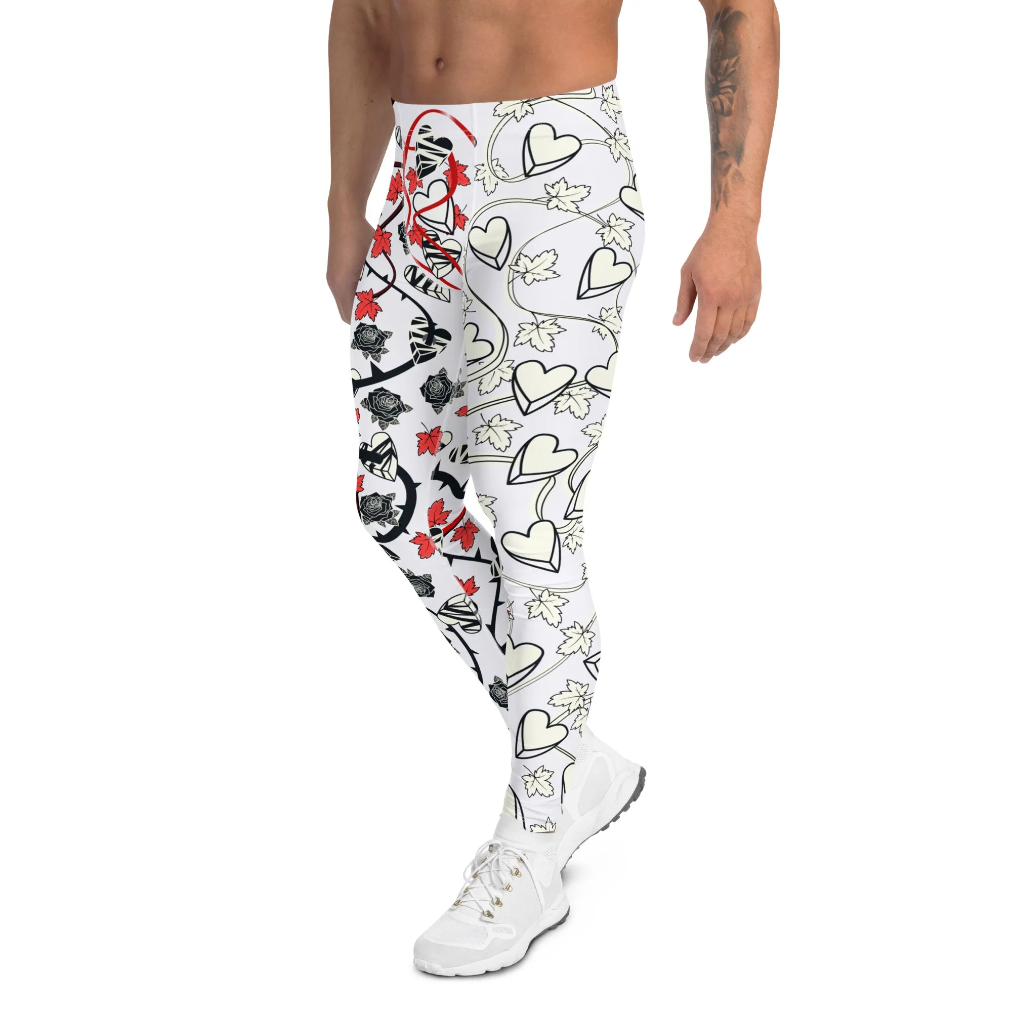 Mens Leggings, Black Roses Broken Hearts