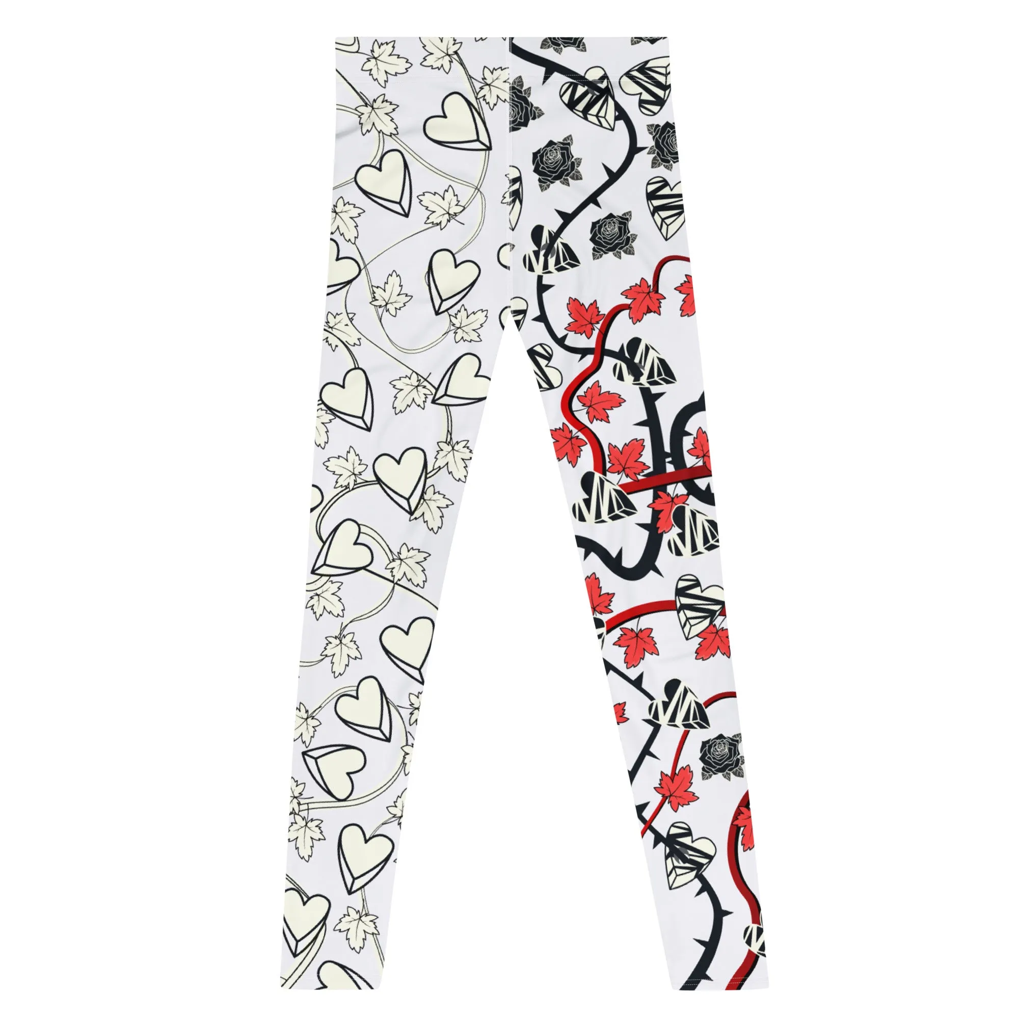 Mens Leggings, Black Roses Broken Hearts