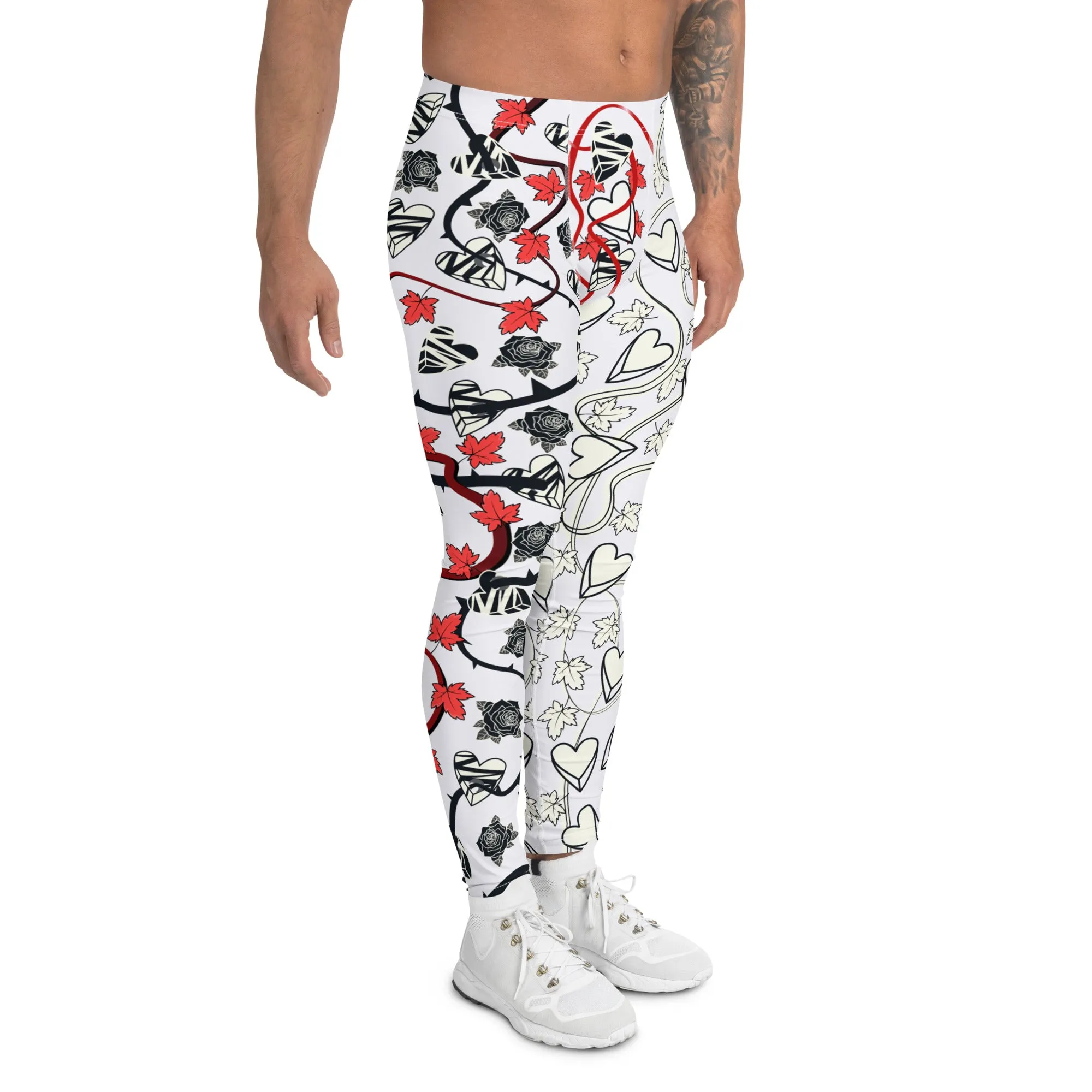 Mens Leggings, Black Roses Broken Hearts