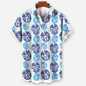 Men’s Lightweight Breathable Blue Masks Shirt