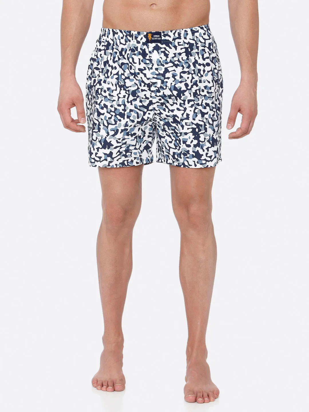 Men's Multicolor, 100% Cotton, Printed, Regular Fit, Inner Elastic, Mid , Boxers - Pack of 2