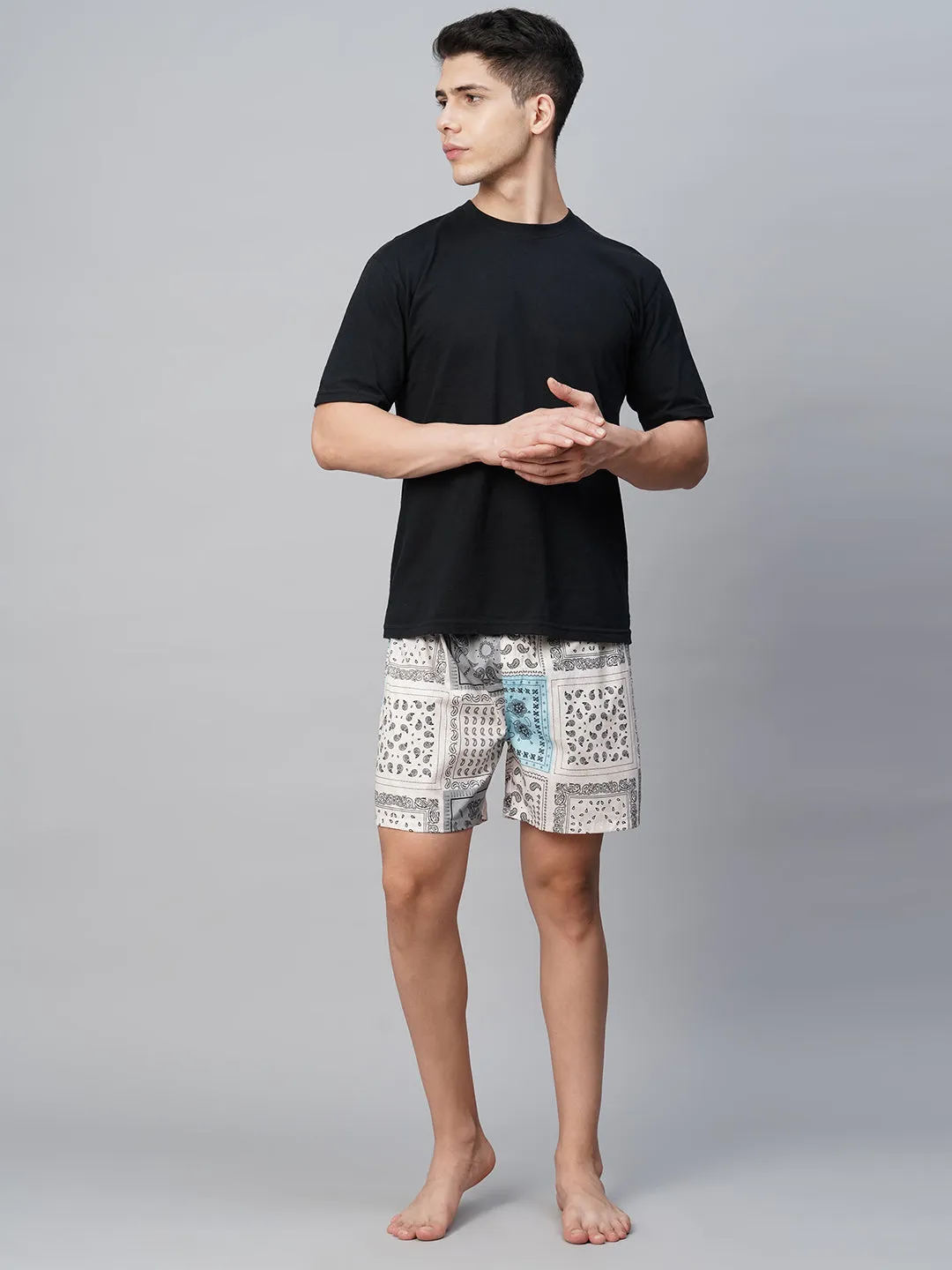 Men's Multicolor, 100% Cotton, Printed, Regular Fit, Inner Elastic, Mid-Rise, Boxers- Pack of 2