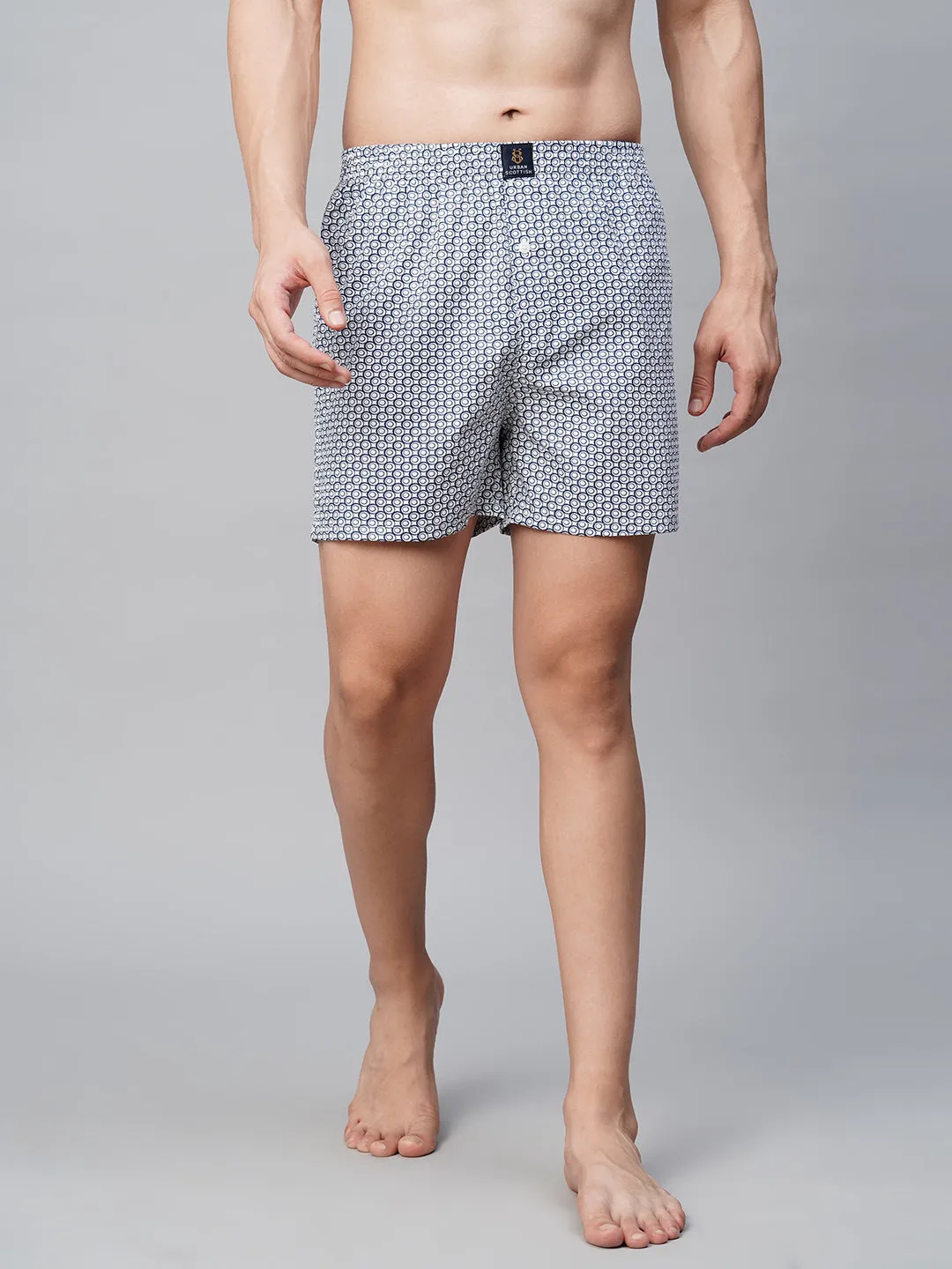 Men's Multicolor, 100% Cotton, Printed, Regular Fit, Inner Elastic, Mid-Rise, Boxers- Pack of 2