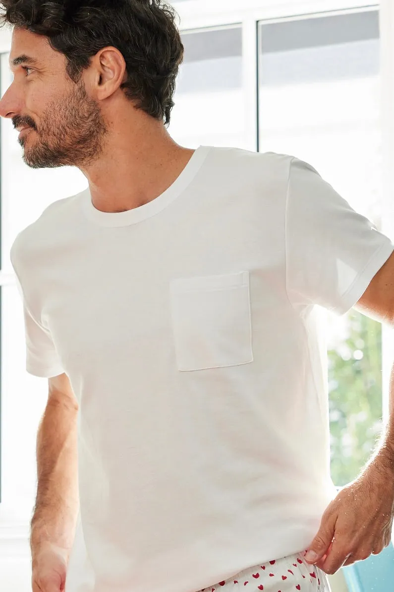 Men's Short Sleeve Pima Pocket Tee in White