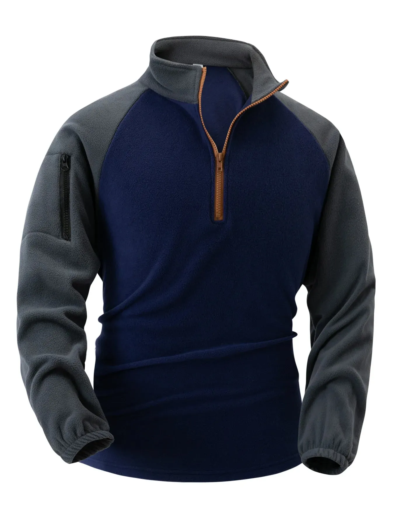 Men’s Striped Polo Shirt with Zippered Sleeves