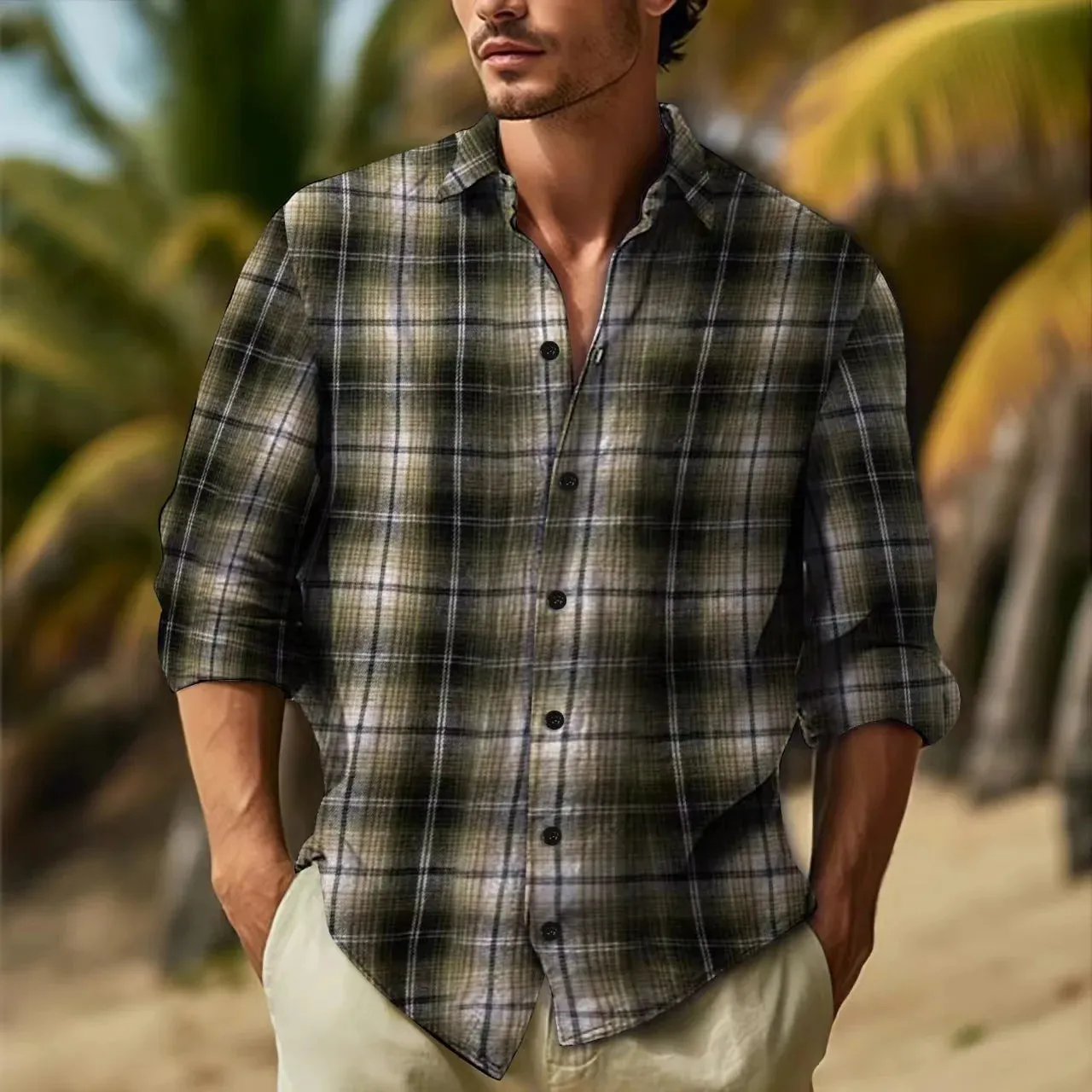 Men’s Striped Polo Shirt with Zippered Sleeves