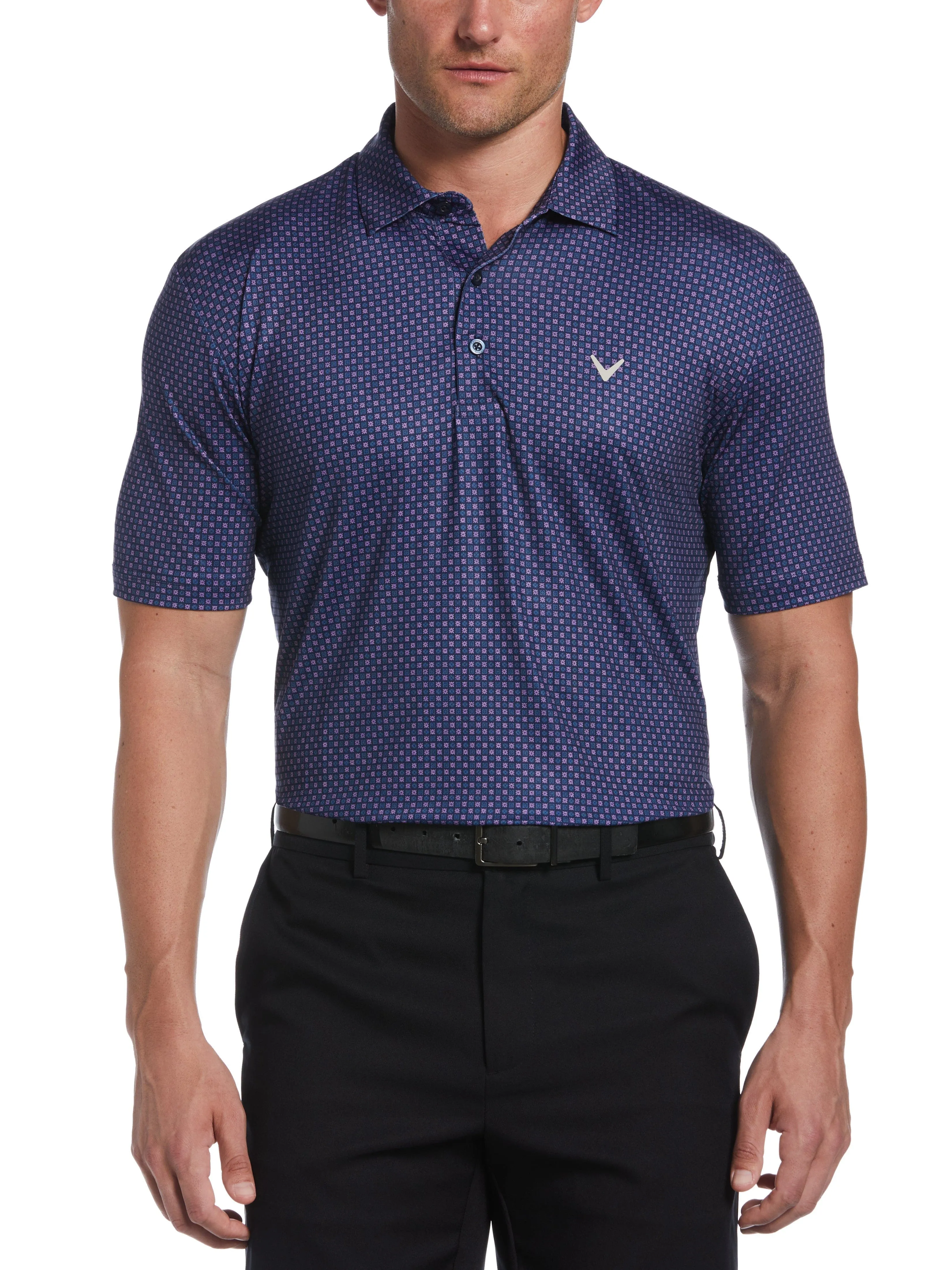 Mens Tile Foulard Print Golf Polo