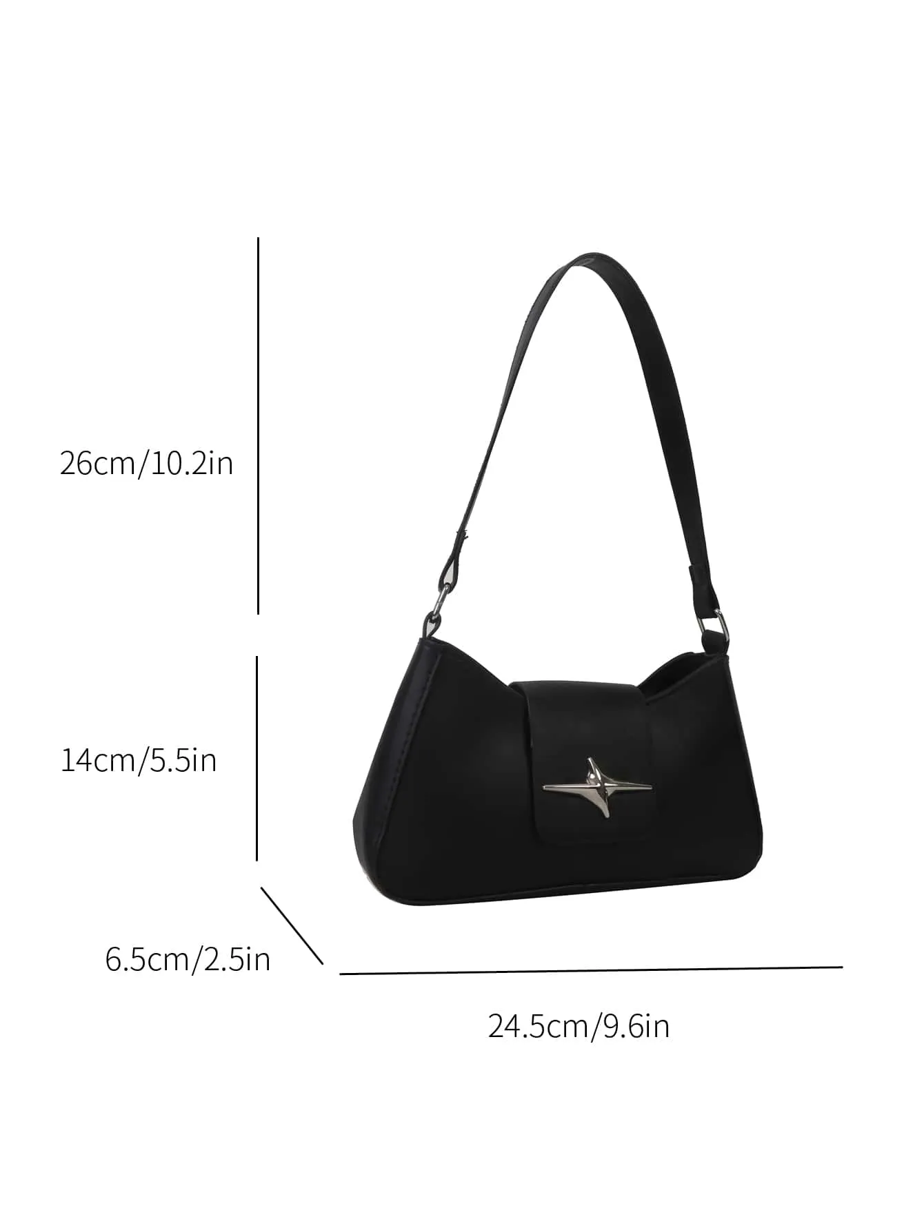Metal Decor Stylish Shoulder Bag - Black- FD ⚡
