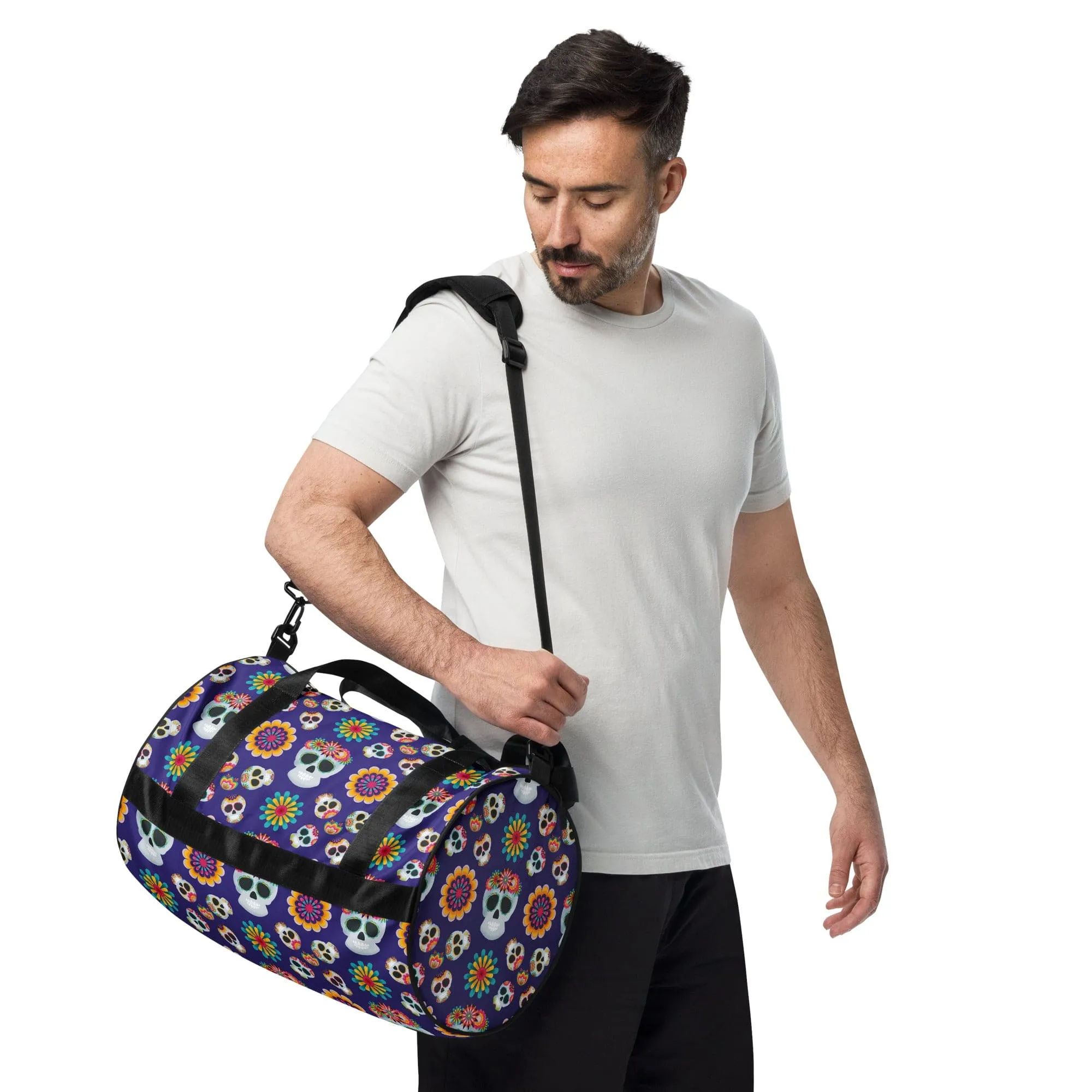 Mexican Skulls Floral Gym Bag