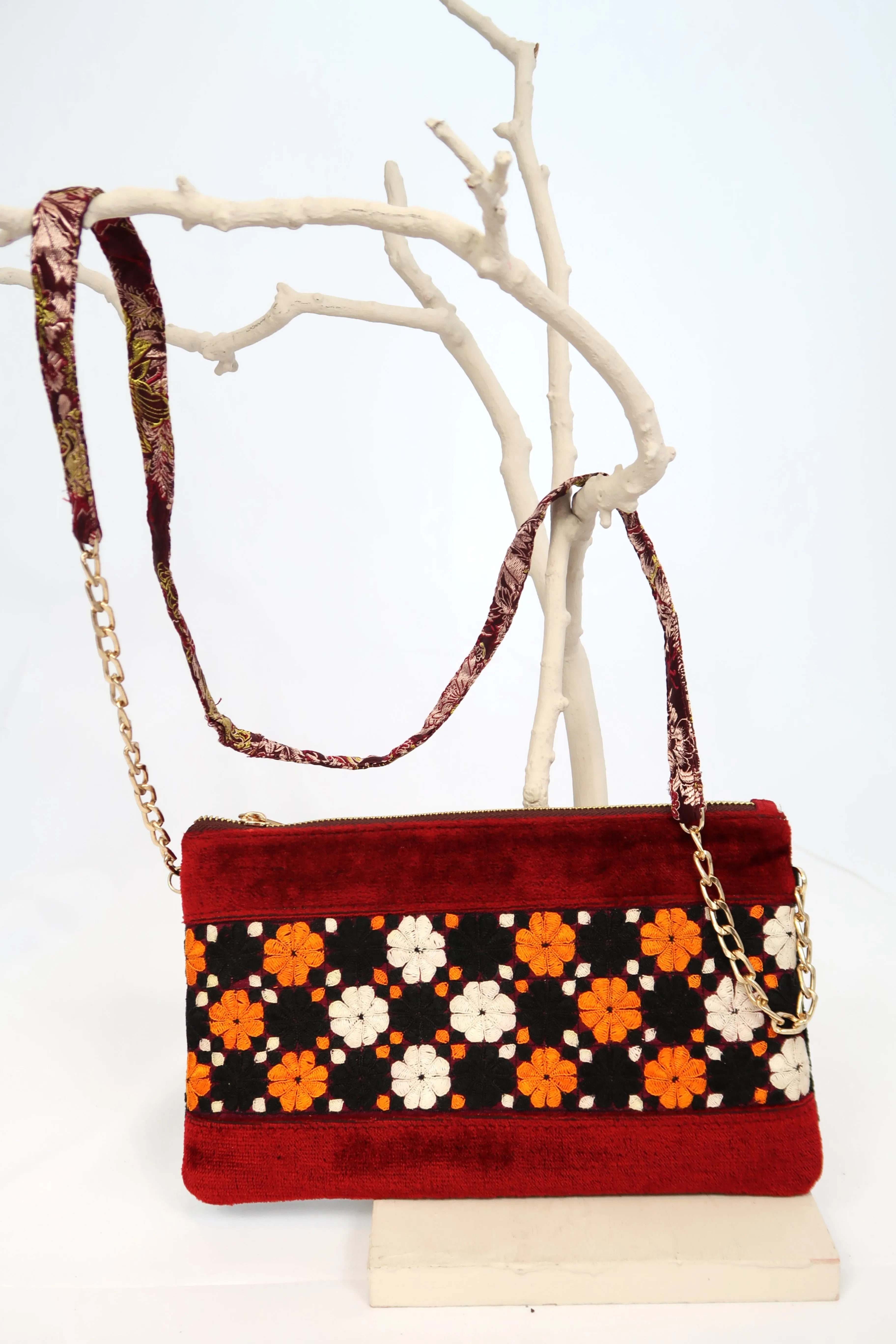 Mid Asia Vintage Fabric Hand Bag-Cross Body