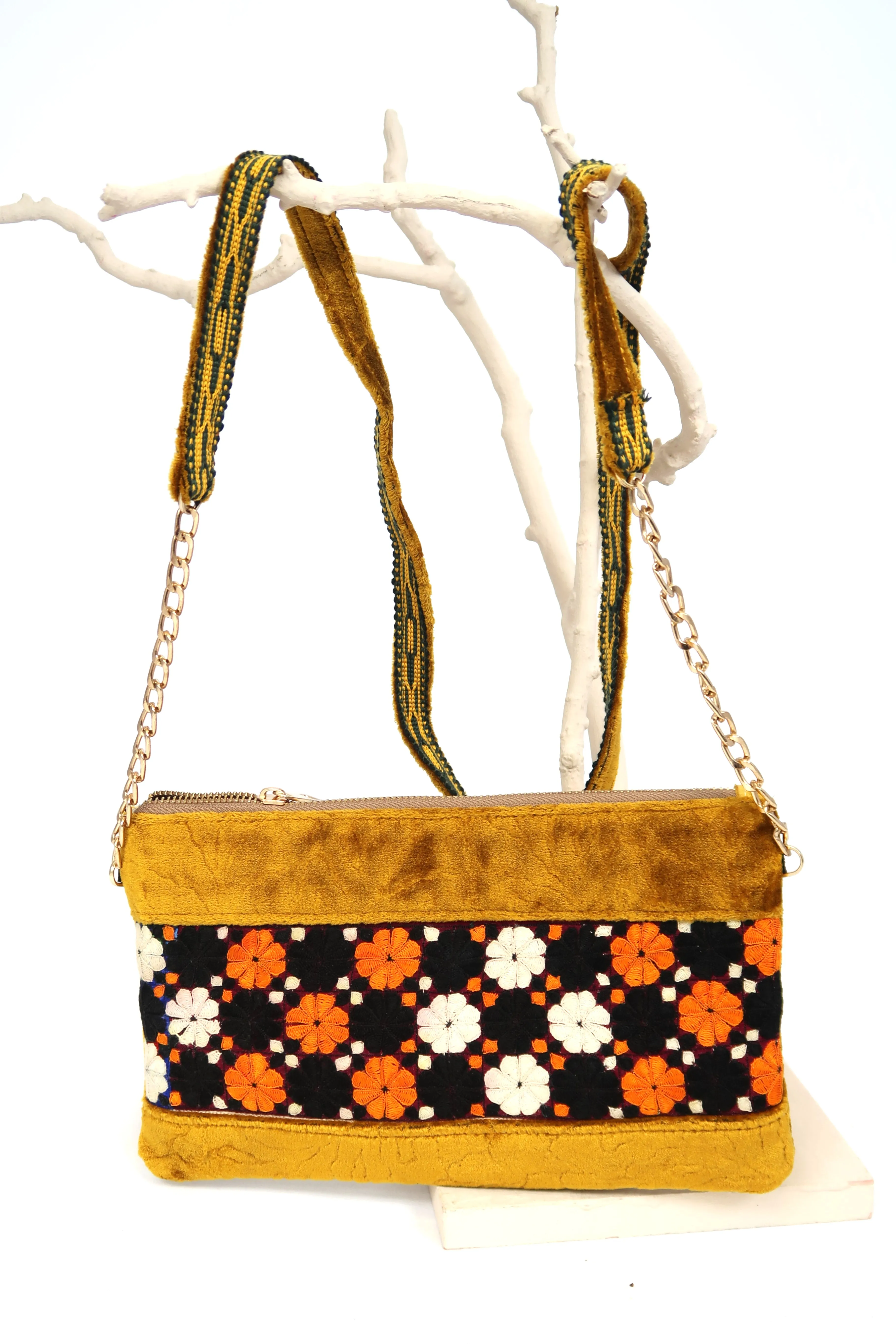 Mid Asia Vintage Fabric Hand Bag-Cross Body
