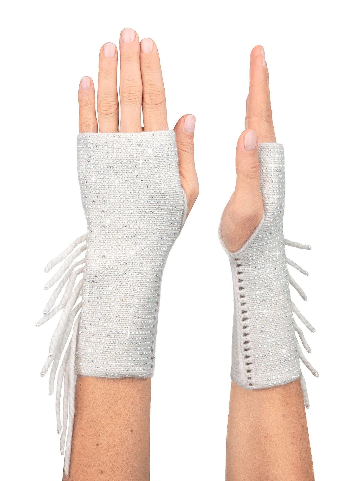 Mid Length Static Fringe Fingerless Gloves (sale)