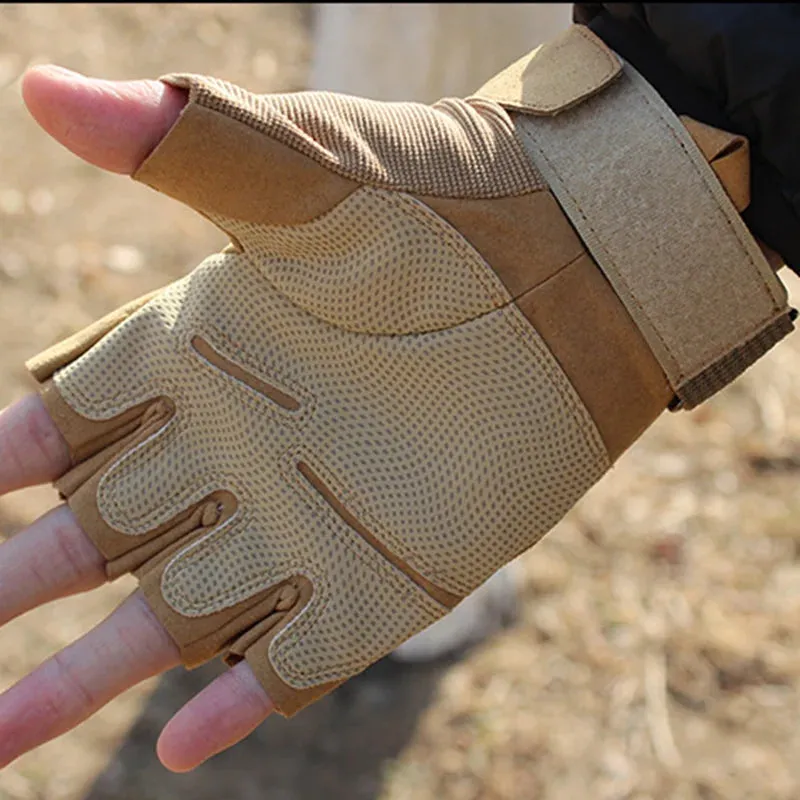 Military Fingerless Tactical Gloves - Antiskid Anti-Slip Gym and Cycling Half Finger Gloves for Men and Women