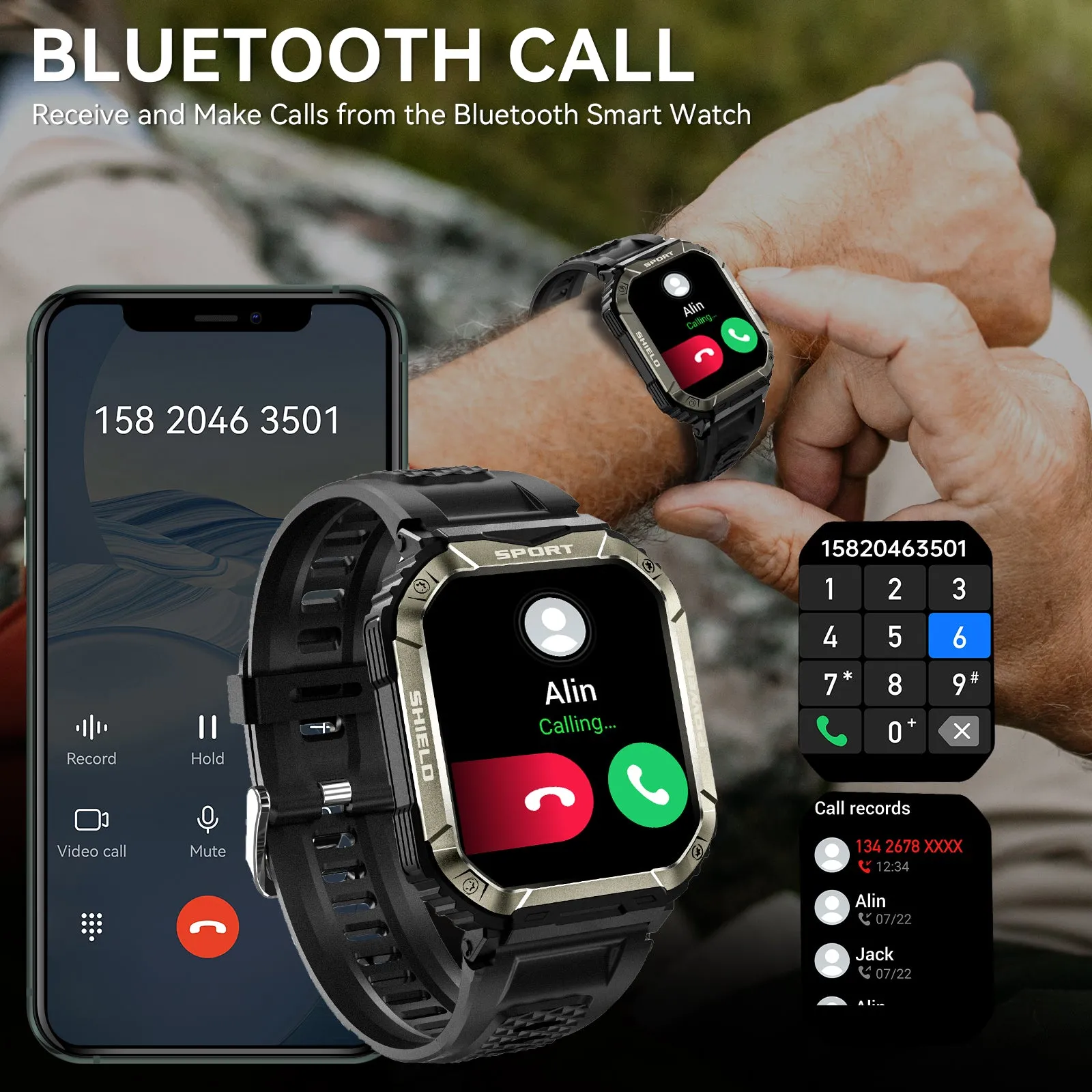 Military Smart Watch for Men (Answer/Dial Calls), 1.83" Touch Screen Tactical Smartwatch for Android Phones iPhone, Tough Rugged Outdoor Sports Fitness Tracker with Heart Rate/SpO2/Sleep