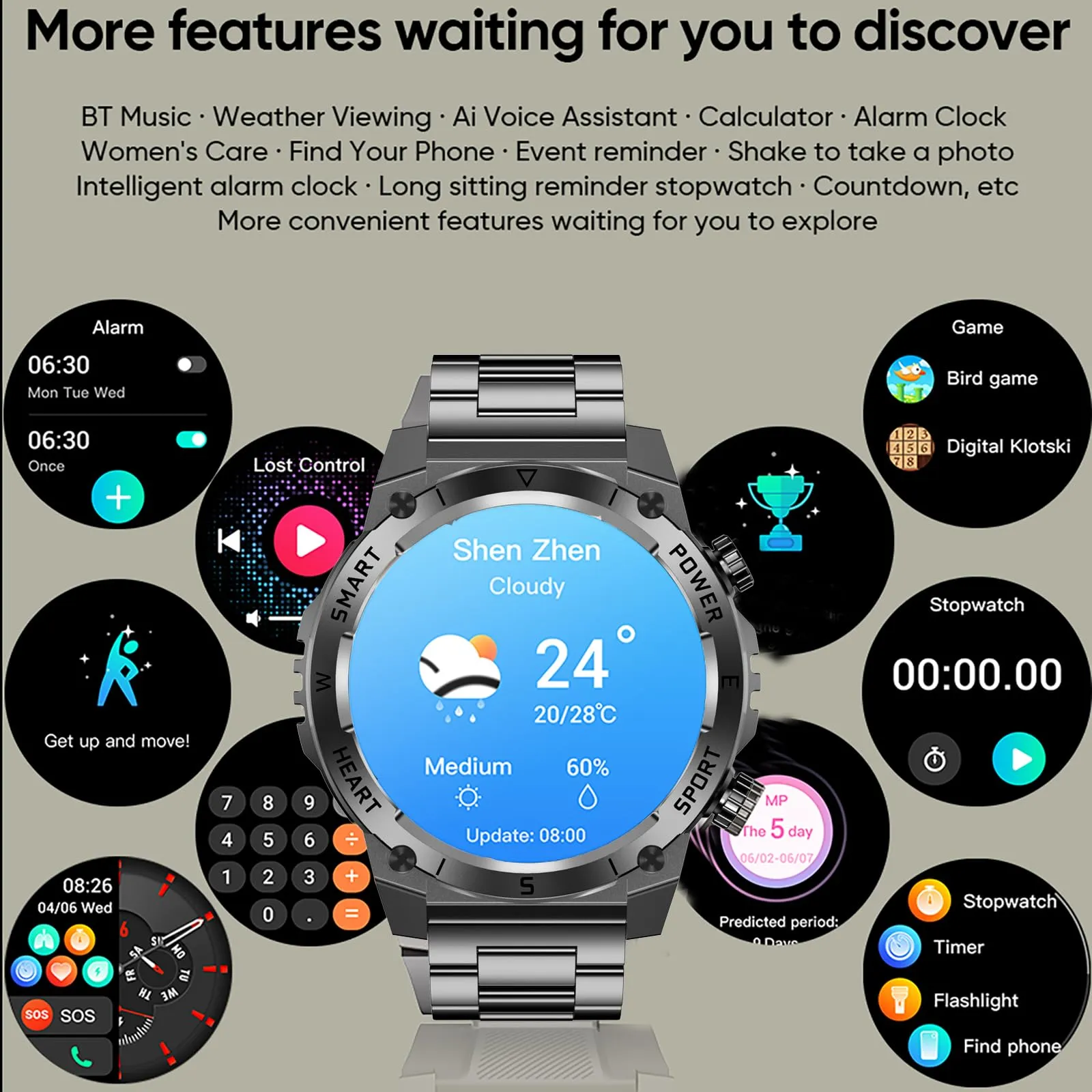Military Smart Watches for Men, Tactical Smartwatch with Bluetooth Call 100  Sport Modes Fitness Tracker Watch for Android and iOS