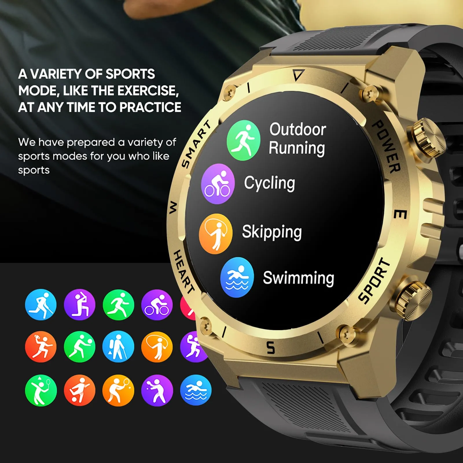 Military Smart Watches for Men, Tactical Smartwatch with Bluetooth Call 100  Sport Modes Fitness Tracker Watch for Android and iOS