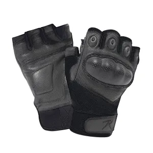 Milspec Fingerless Cut Resistant Carbon Hard Knuckle Gloves - Black
