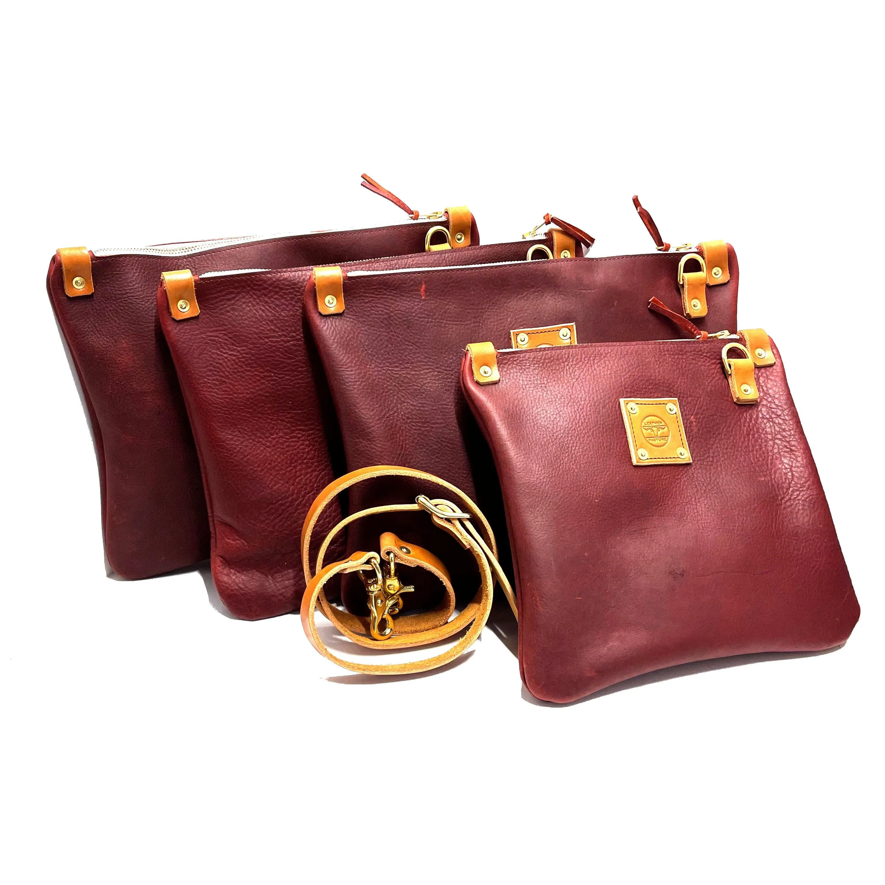 Mini Leather Messenger in Merlot