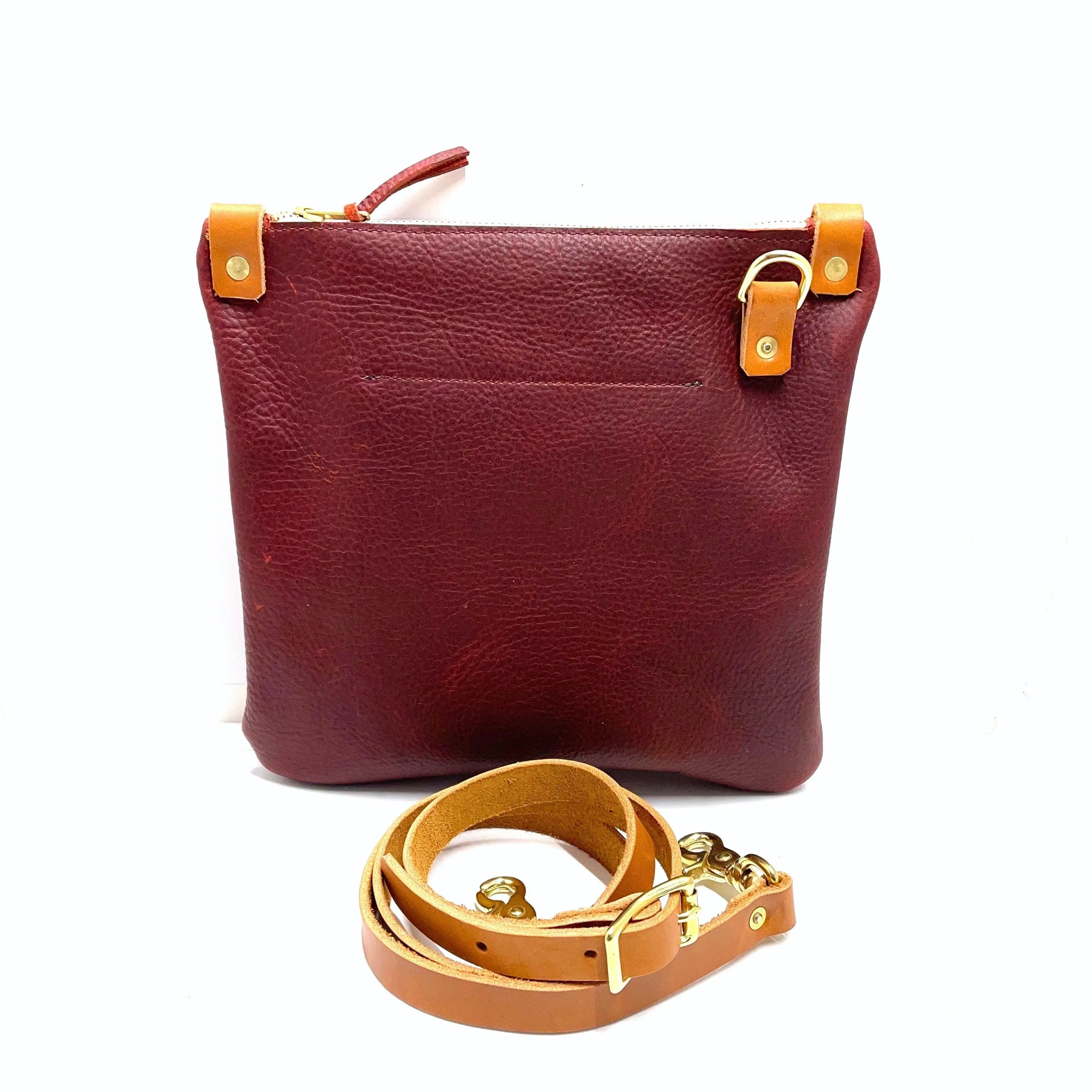 Mini Leather Messenger in Merlot
