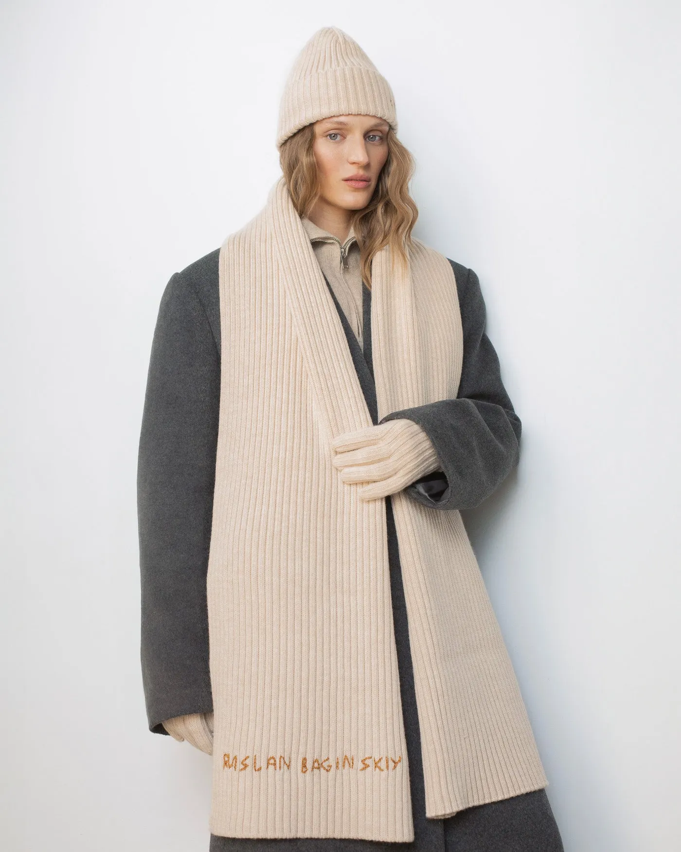 Monogram-embroidered Wool Gloves