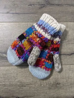 Multi Patchwork Wool Mittens
