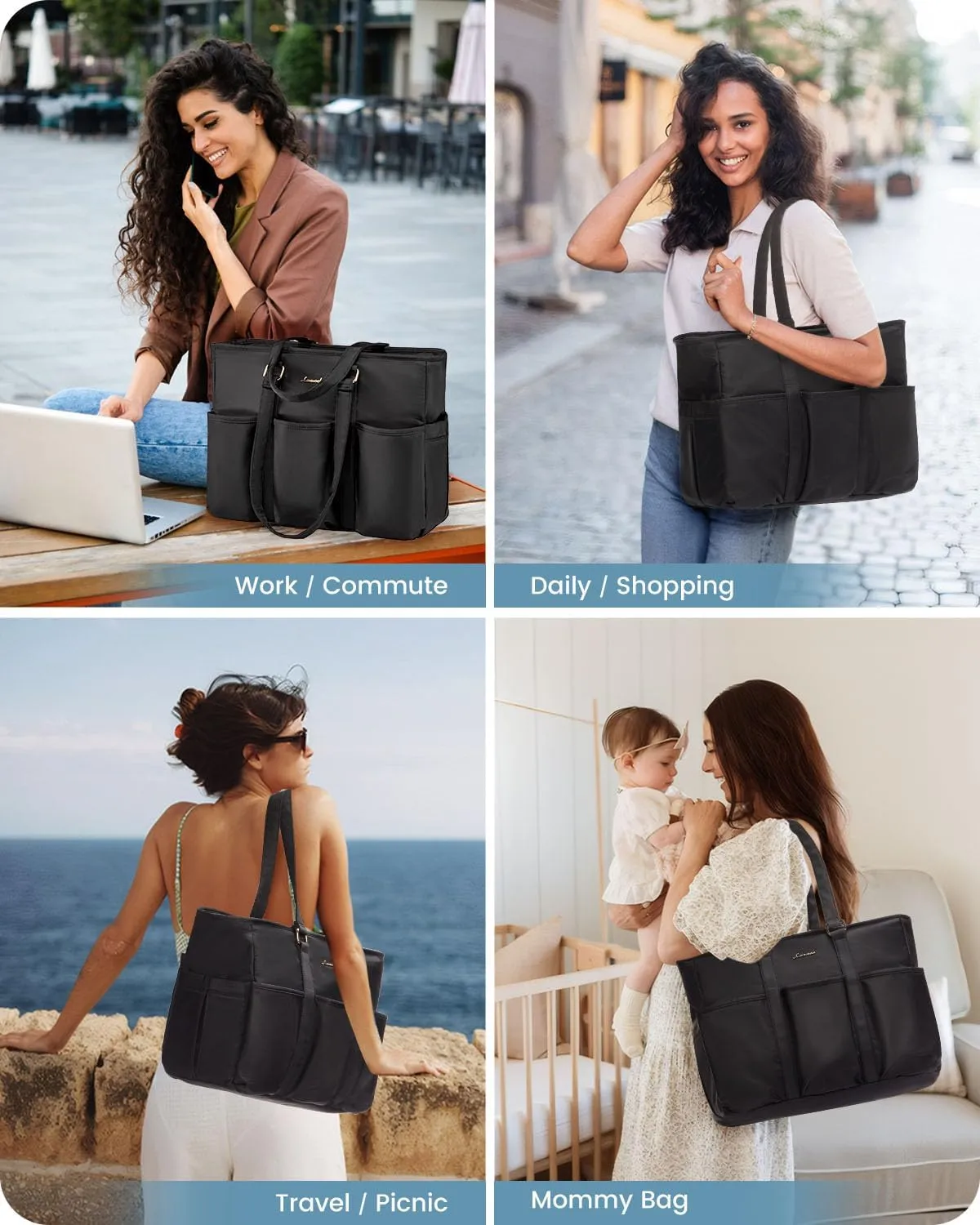 Multi-Pocket Laptop Tote Bag, 15.6¡° 17.3¡±
