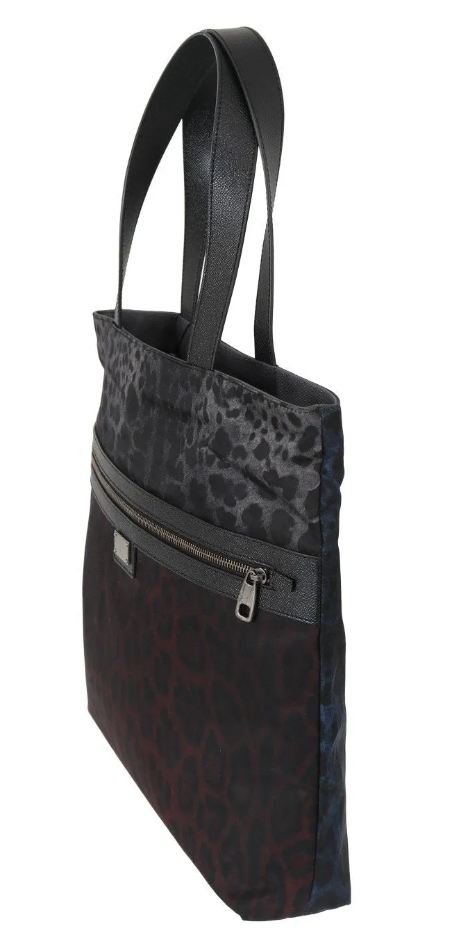 Multicolor Leather Canvas Tote Bag