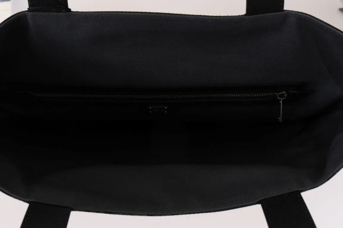 Multicolor Leather Canvas Tote Bag