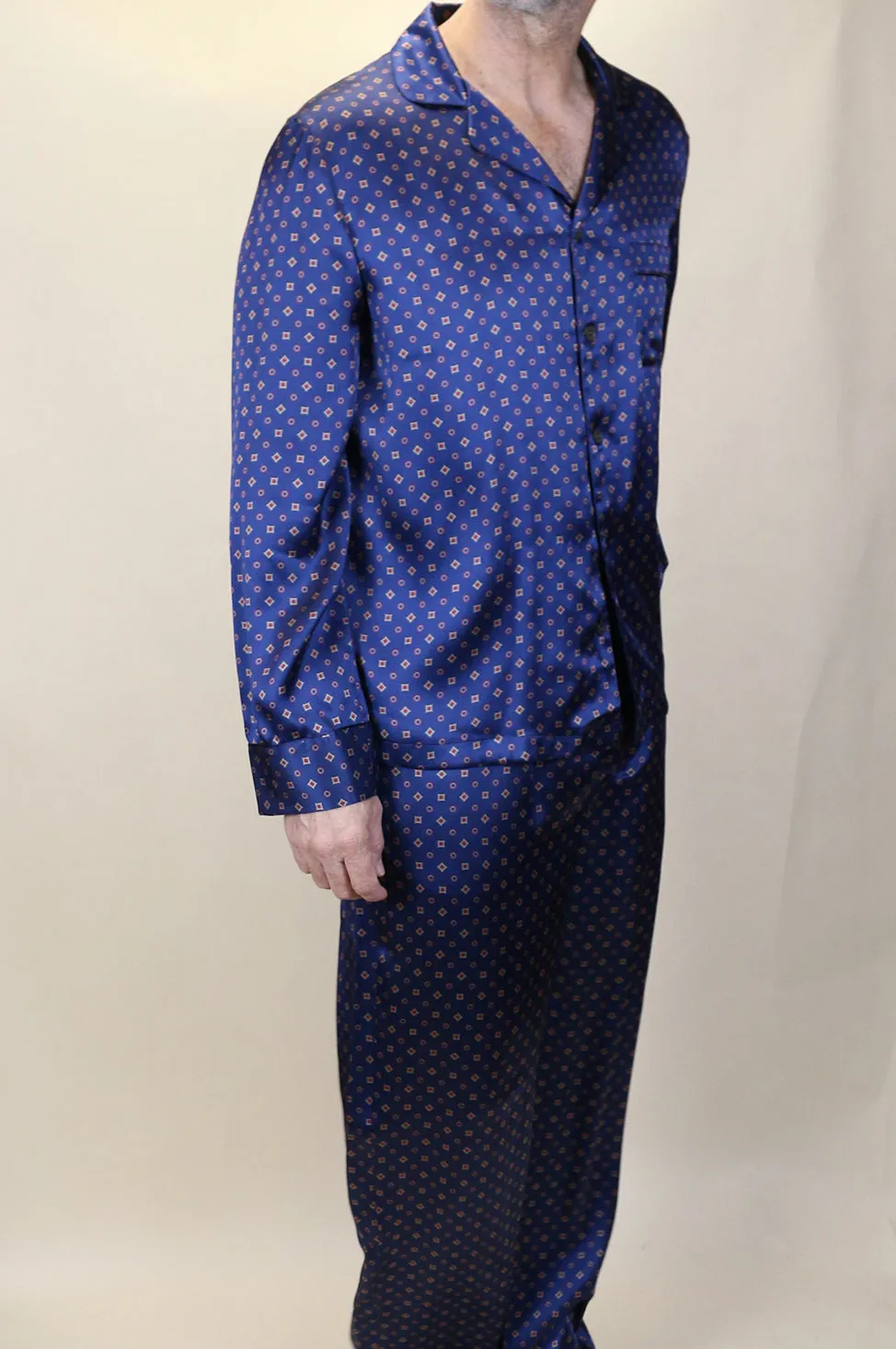 Navy Silk Pajama Set