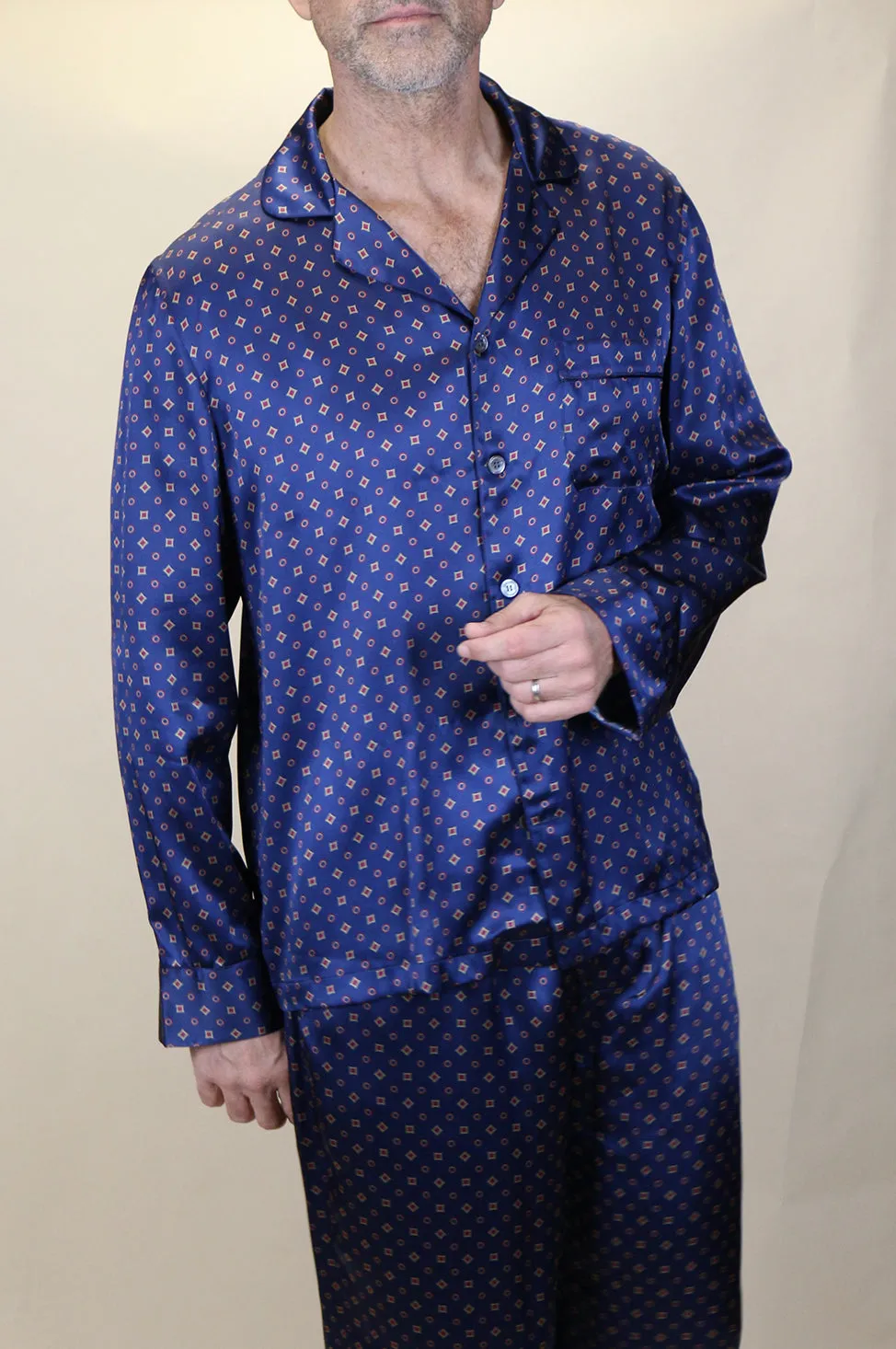 Navy Silk Pajama Set